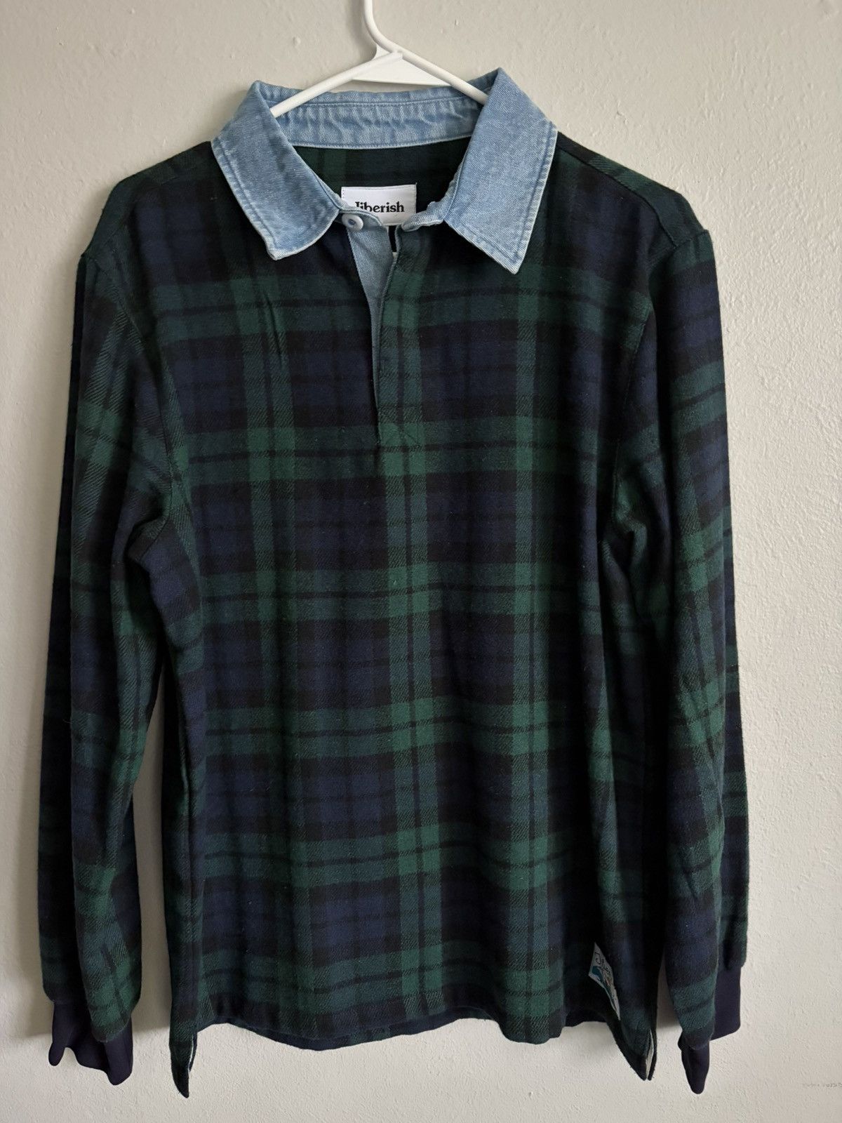 Jiberish Flannel Rugby Shirt - Navy/Green Size US M / EU 48-50 / 2 - 1 Thumbnail