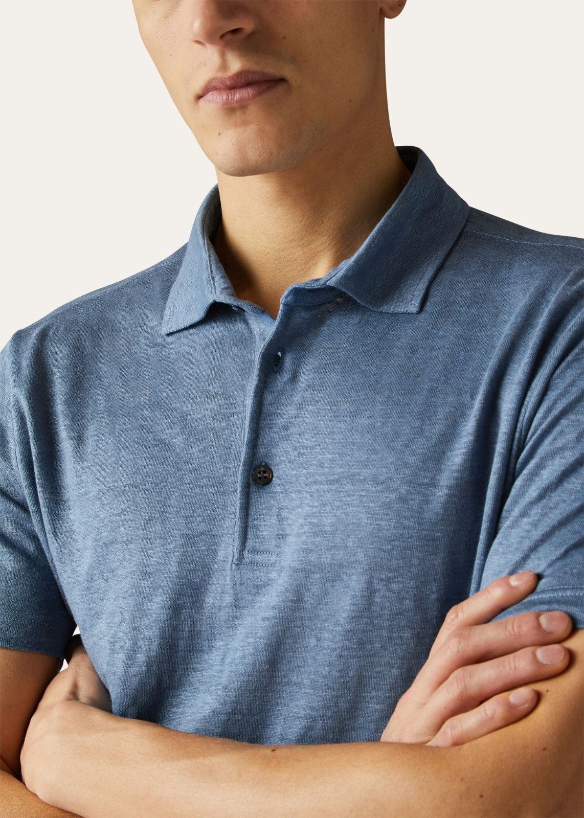 Loro Piana o1srvl11e1224 Linen Jersey Polo Shirt in Blue Size US XS / EU 42 / 0 - 4 Thumbnail