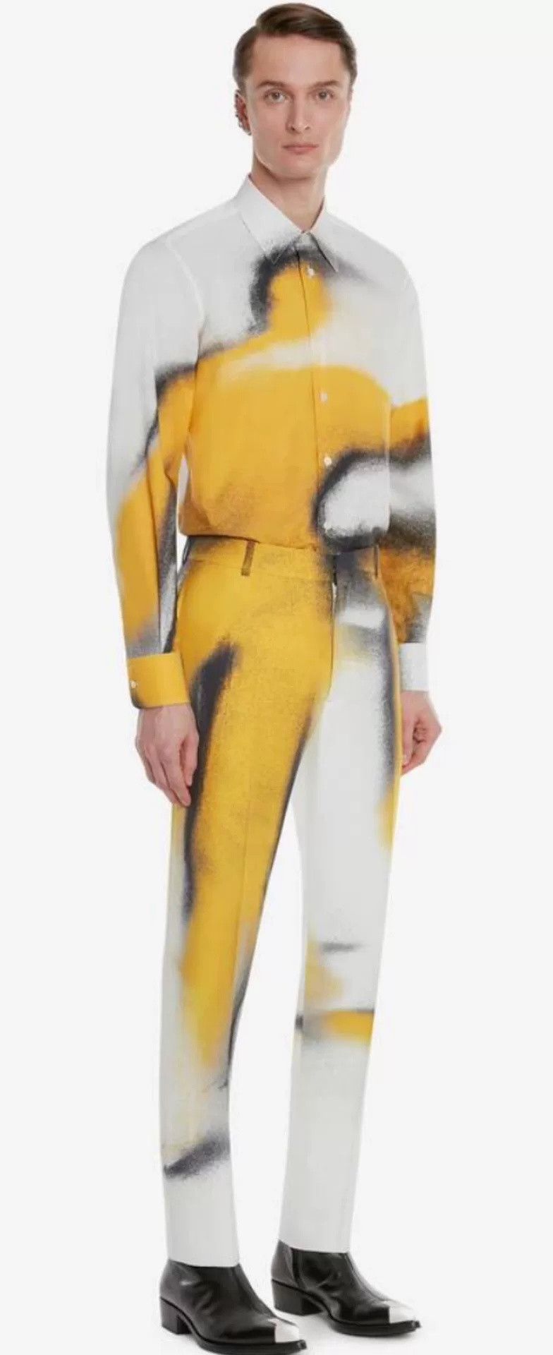 Alexander McQueen Alexander McQueen Yellow Gray Spray Suit Set Size US S / EU 44-46 / 1 - 2 Thumbnail