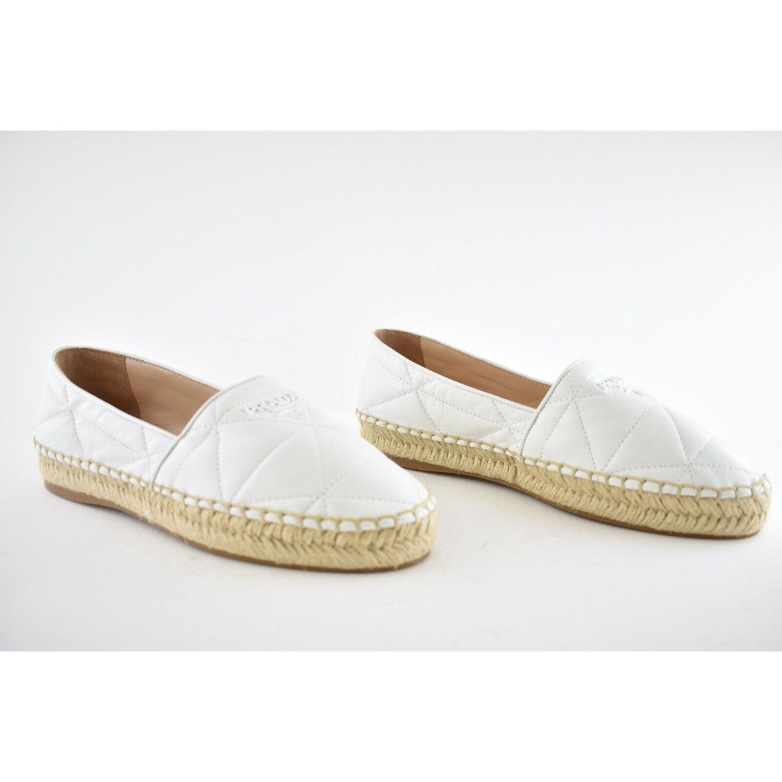Prada Prada Bianco White Nappa Leather Tonal Logo Slip On Size US 7.5 / IT 37.5 - 4 Thumbnail