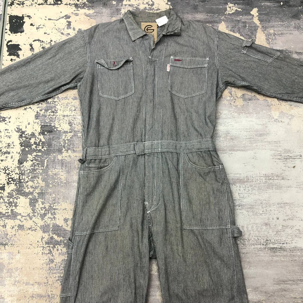 Hysteric Glamour × Japanese Brand P688 RIPPED HICKORY STRIPED GRACE ENGINEER'S COVERALLS Size US XL / EU 56 / 4 - 3 Thumbnail