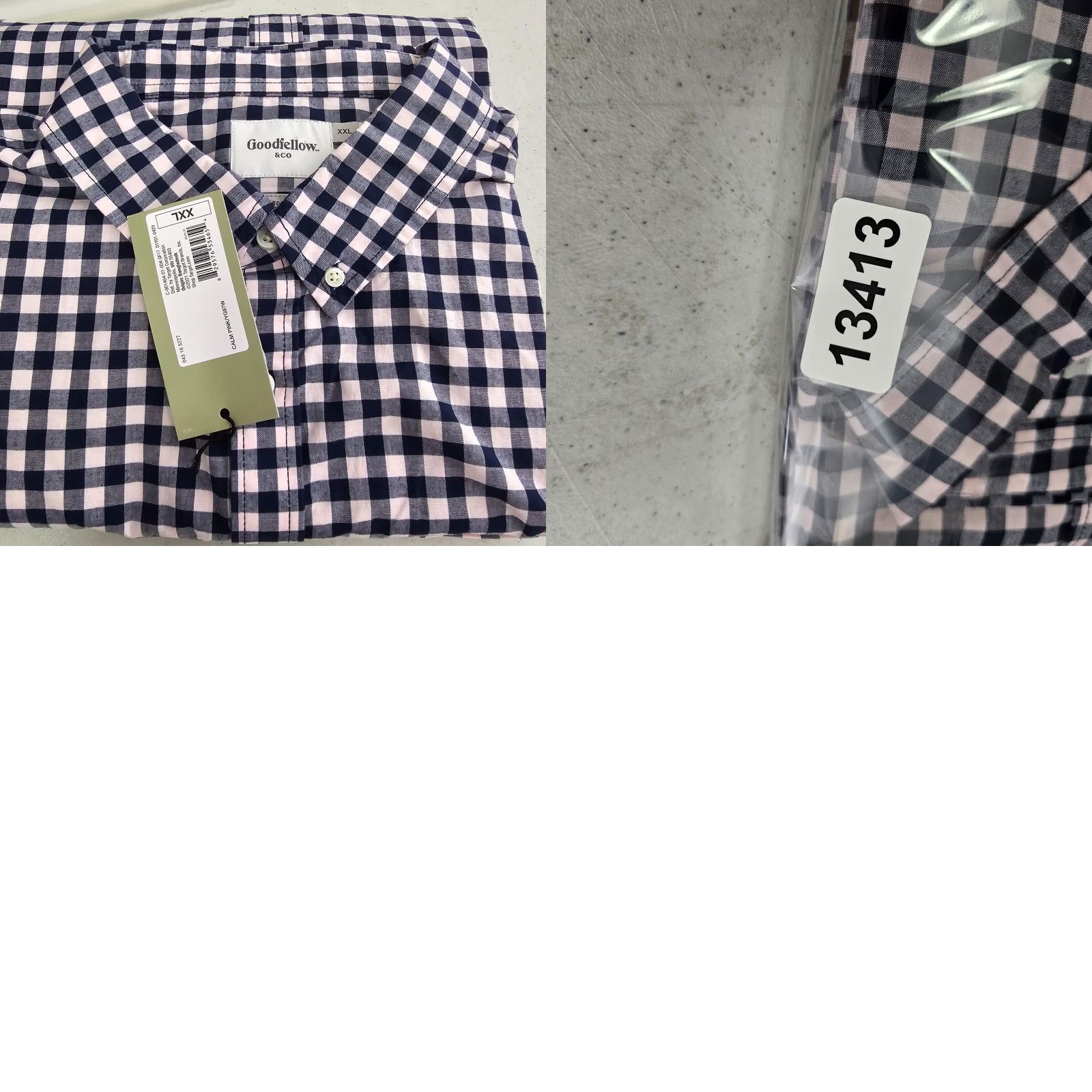 Vintage Goodfellow Shirt Mens 2XL Pink Navy Check Button-Up Long Sleeve Size US XXL / EU 58 / 5 - 9 Thumbnail