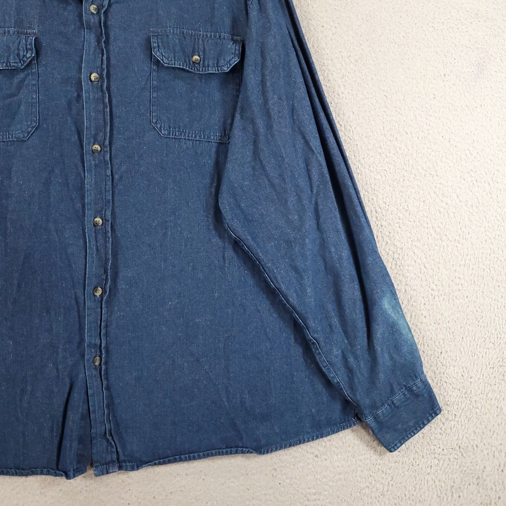 Wrangler VINTAGE Wrangler Button-Up Mens 3XL Denim Chambray Long Sleeve Shirt Blue Size US XXL / EU 58 / 5 - 4 Thumbnail