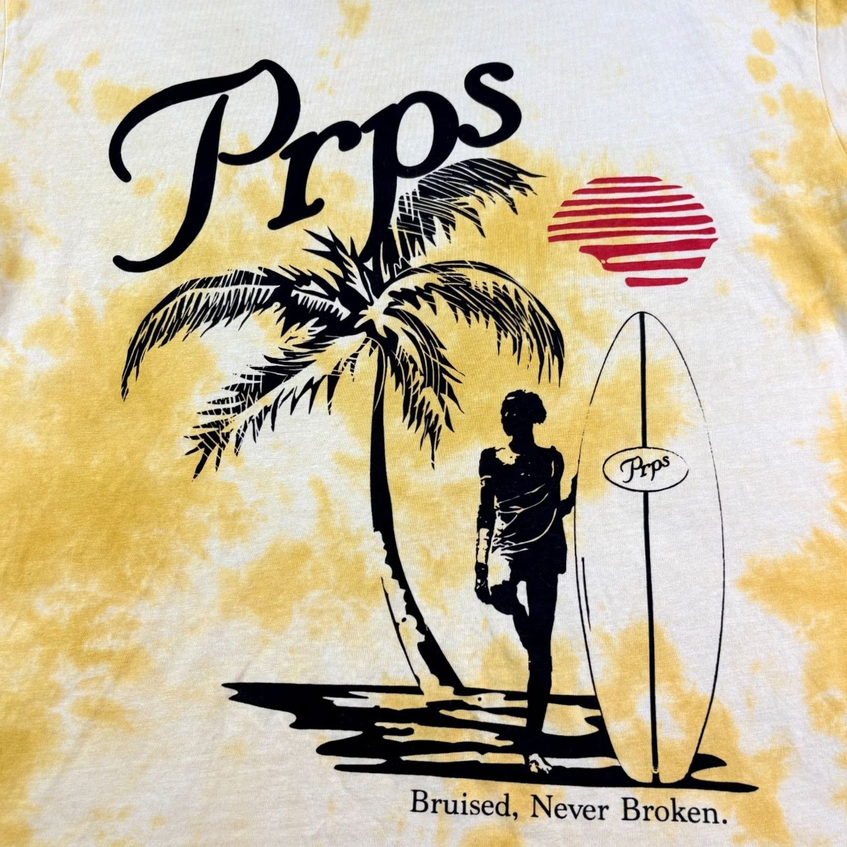 Prps PRPS Shirt Mens M Yellow Tie Dye Surf Graphic Crew Neck Short Sleeve Size US M / EU 48-50 / 2 - 2 Thumbnail