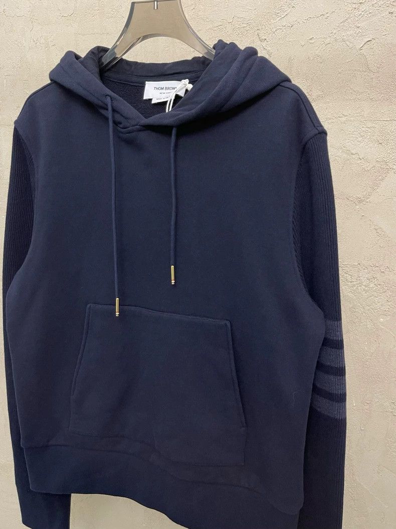 Thom Browne Thom browne Dark blue four-striped high-end line hooded swe Size US S / EU 44-46 / 1 - 4 Thumbnail