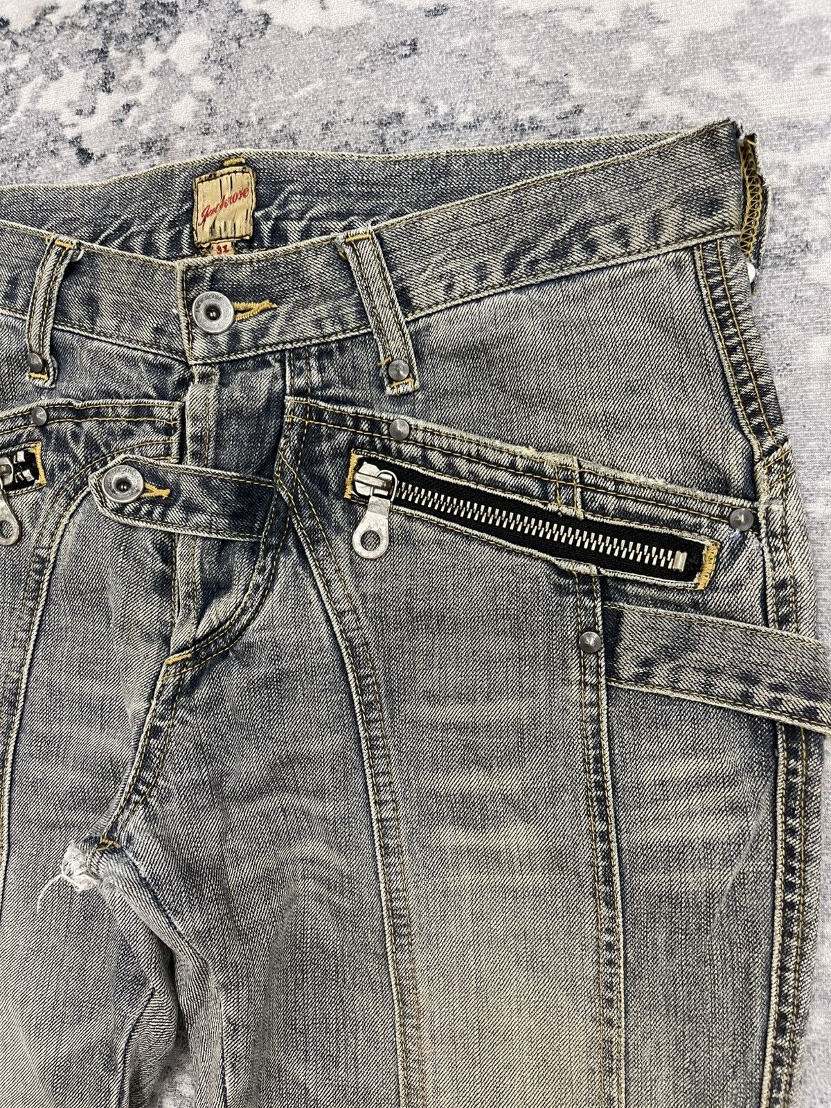 JACKROSE Jack Rose Sick Distressed Flare Jeans s6 Size US 31 - 6 Thumbnail