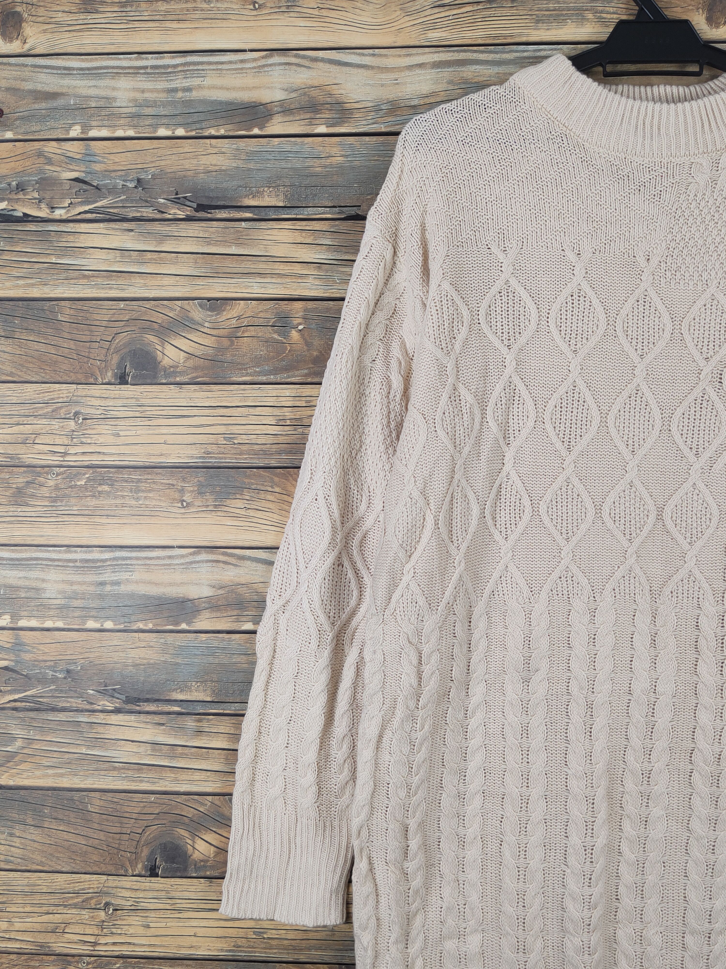Aran Isles Knitwear Earth Music & Ecology Beige Knitwear Long Sweatshirts #W1140 Size XL / US 12-14 / IT 48-50 - 3 Thumbnail