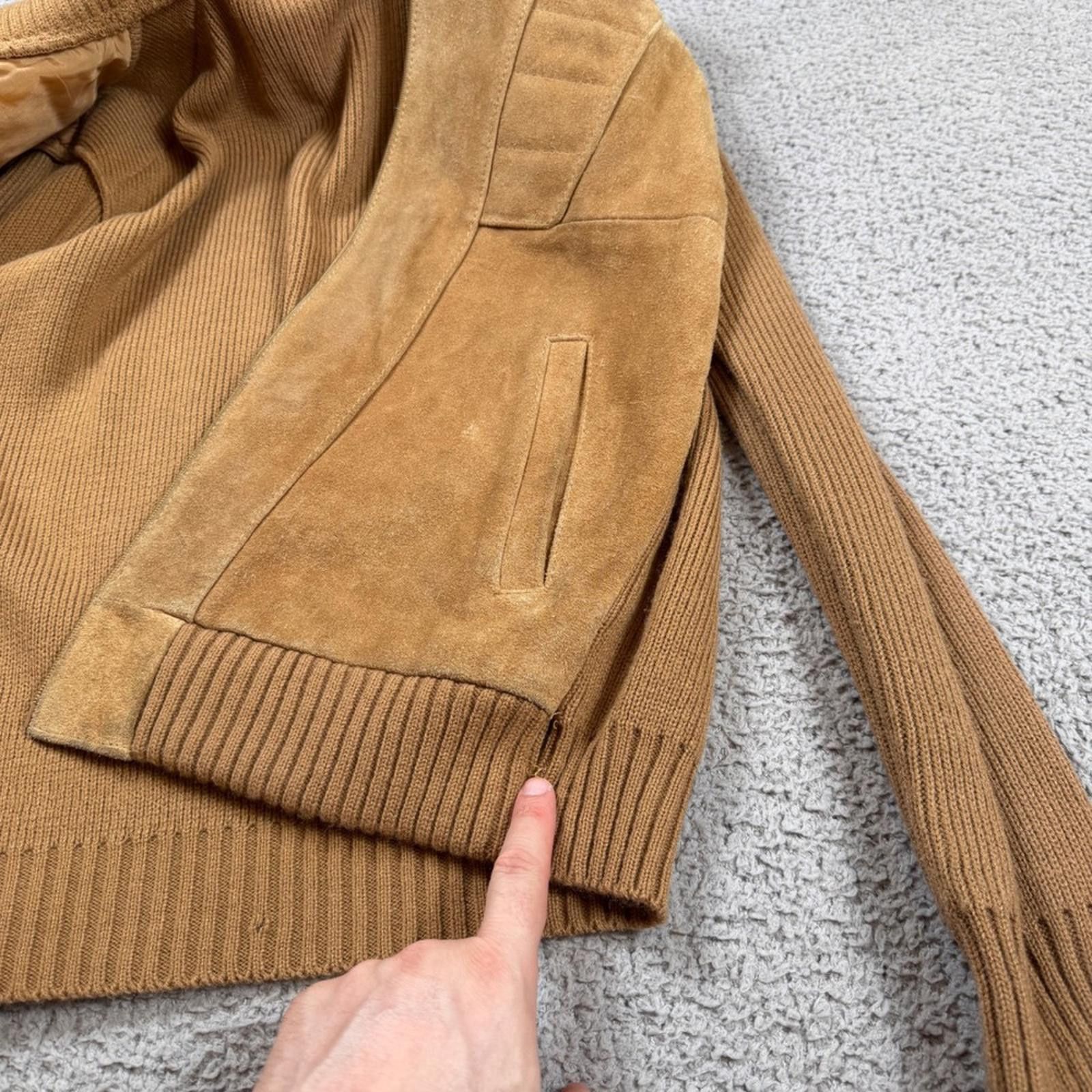 Other Vintage 80s Landmark Mens Genuine Suede Leather Knit Jacket Size US M / EU 48-50 / 2 - 9 Thumbnail