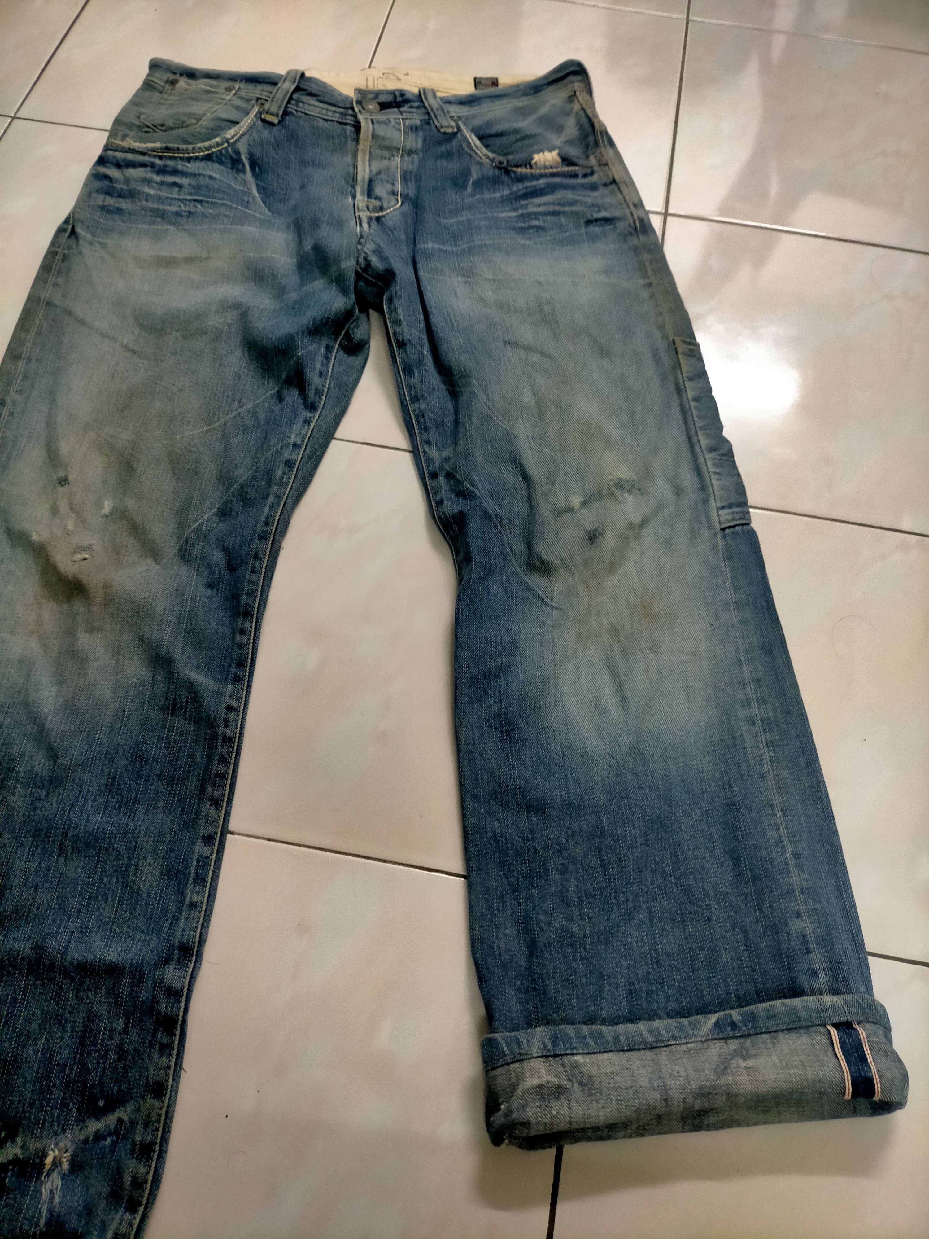 Japanese Brand × Vintage Vintage Bartack Buckle Back Selvedge Jeans Size US 33 - 2 Thumbnail
