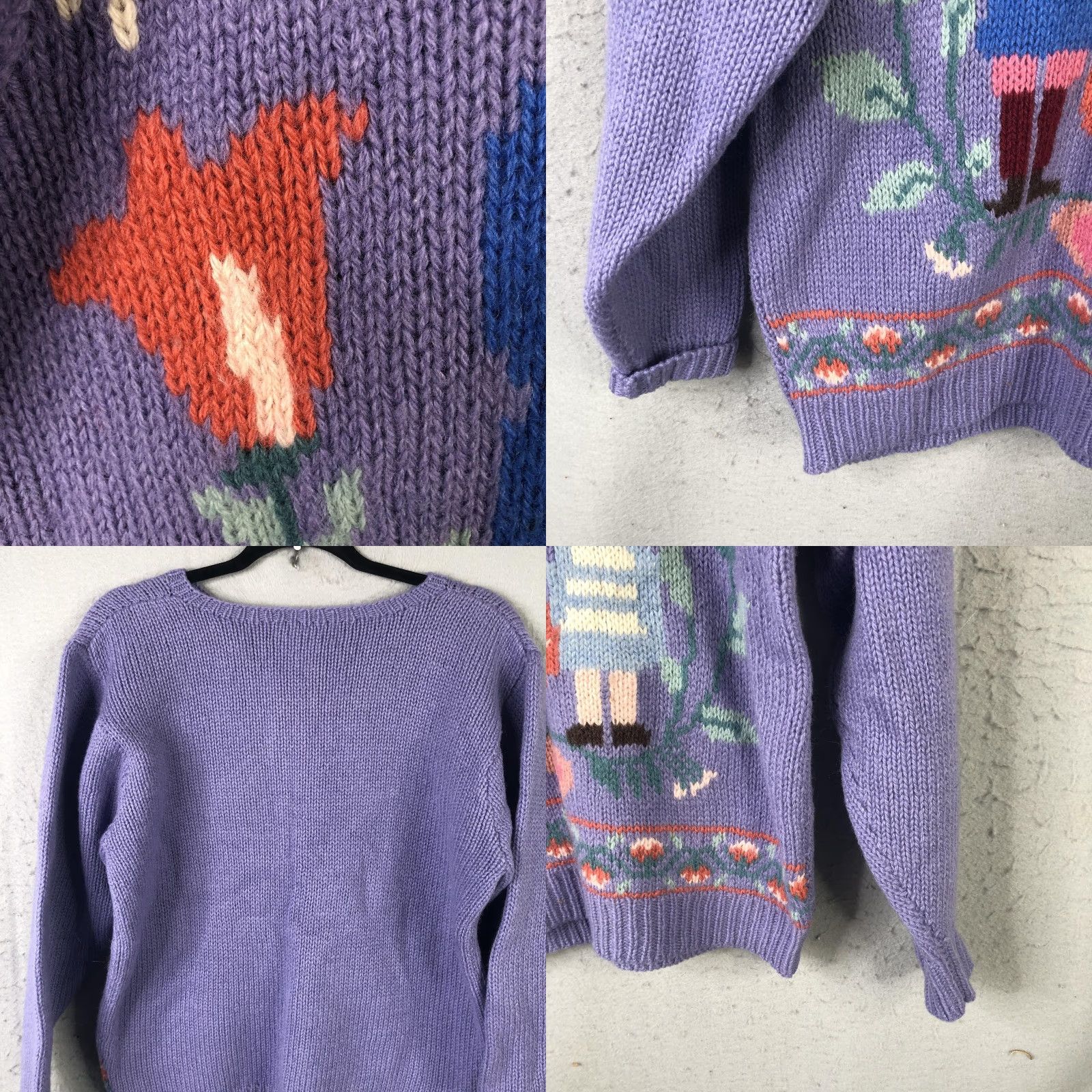 Folk VINTAGE Deans Of Scotland Sweater Women L Wool Folk Art Couple Graphic Knit Love Country Size L / US 10 / IT 46 - 8 Thumbnail