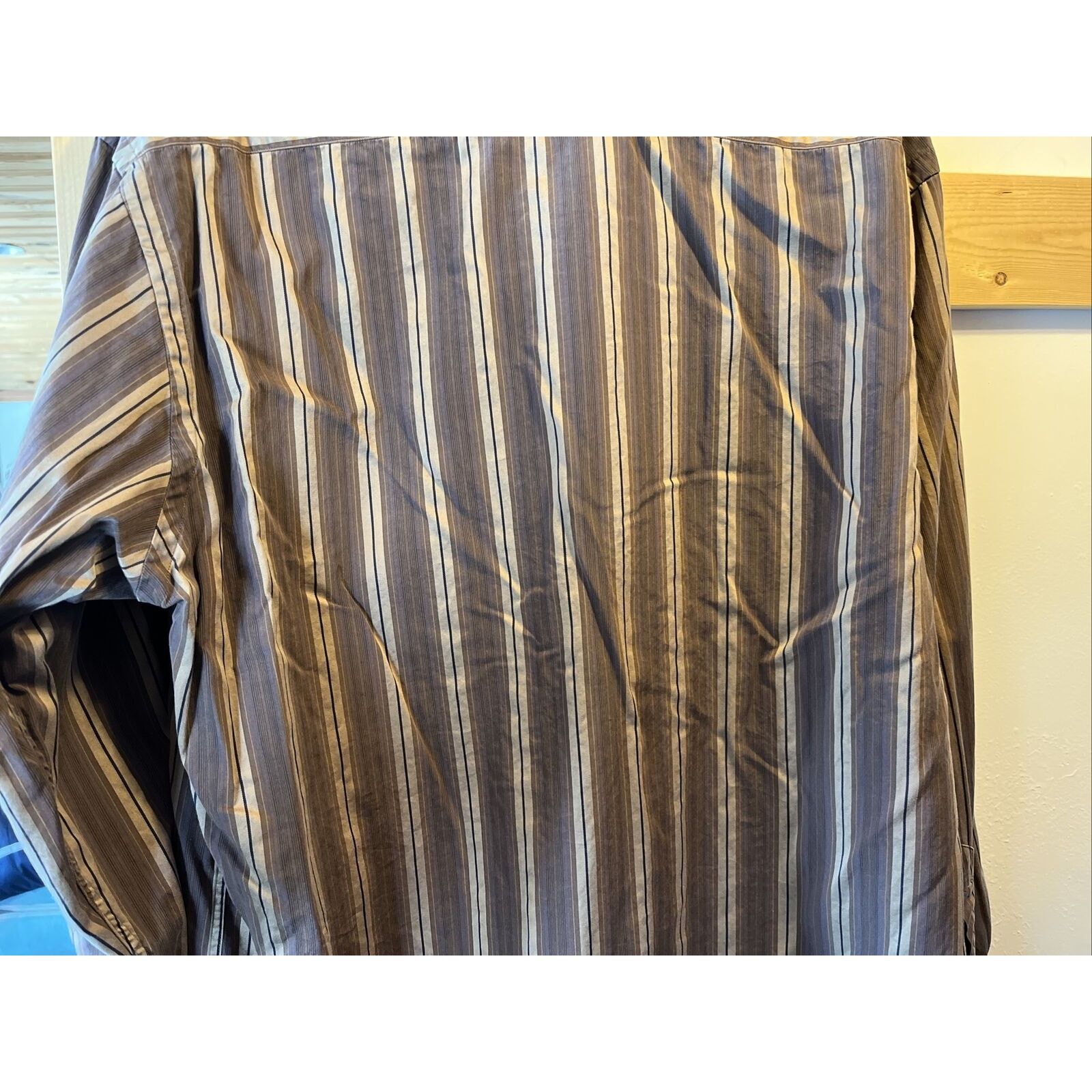Tailorbyrd TAILORBYRD Men L Striped Brown Gold Long Sleeve cotton Shirt Size US L / EU 52-54 / 3 - 14 Thumbnail