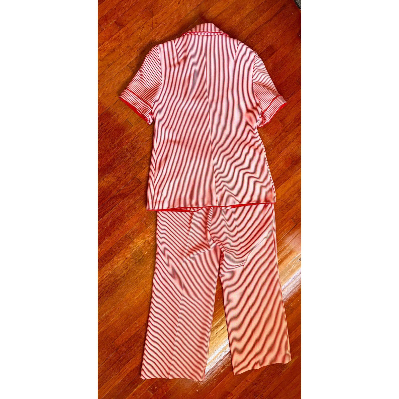 Vintage Vintage 70’s Jack Winter Red White Striped Pant Set Large Size 34" / US 12 / IT 48 - 2 Thumbnail