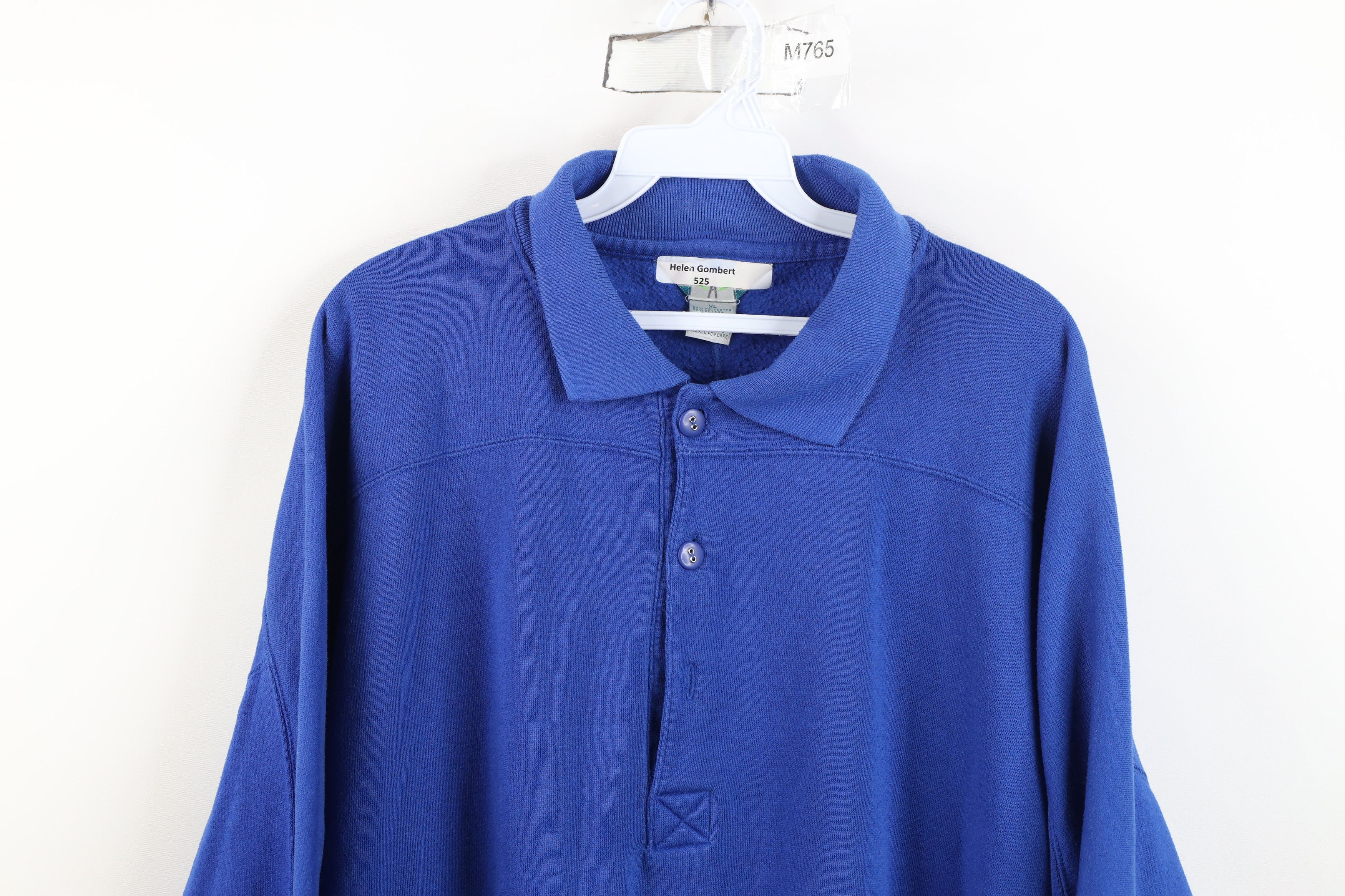 Vintage Vintage 90s Streetwear Fit Collared Pullover Sweatshirt Blue Size XL / US 12-14 / IT 48-50 - 2 Thumbnail