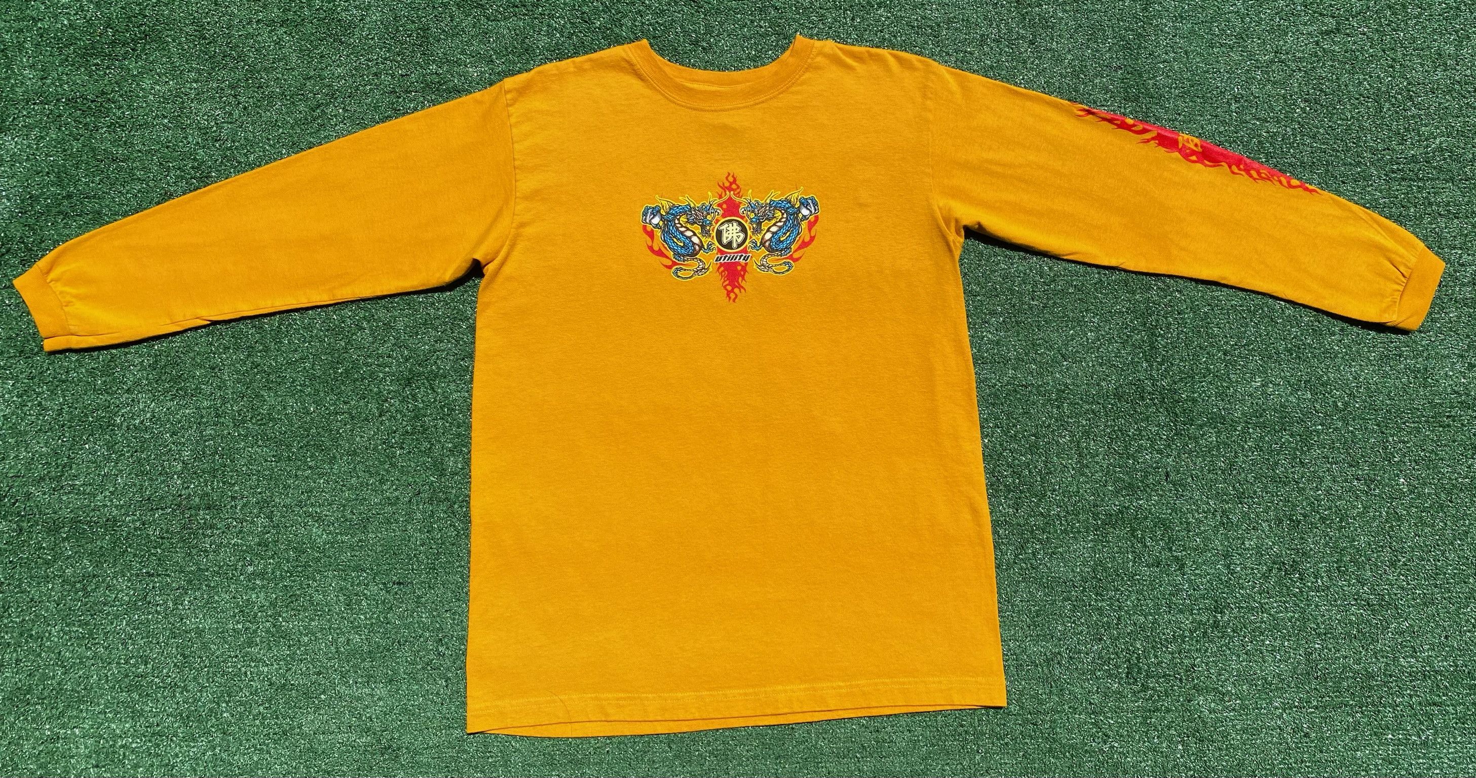 Vintage 90’s Utility Dragon Flames Yellow Long Sleeve T Shirt Medium Size US M / EU 48-50 / 2 - 2 Thumbnail