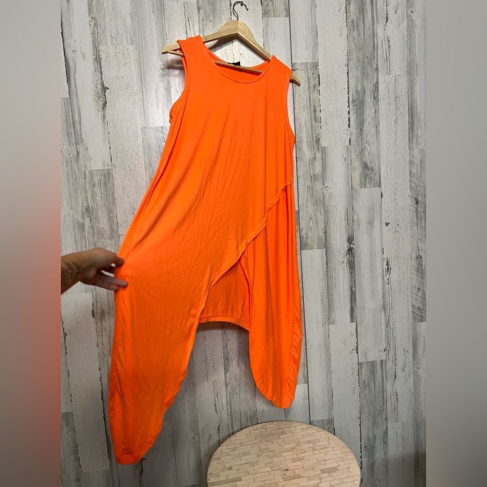 Rouje Rouge Collection Neon Orange Asymmetrical Sleeveless Tunic T Size XL / US 12-14 / IT 48-50 - 4 Thumbnail