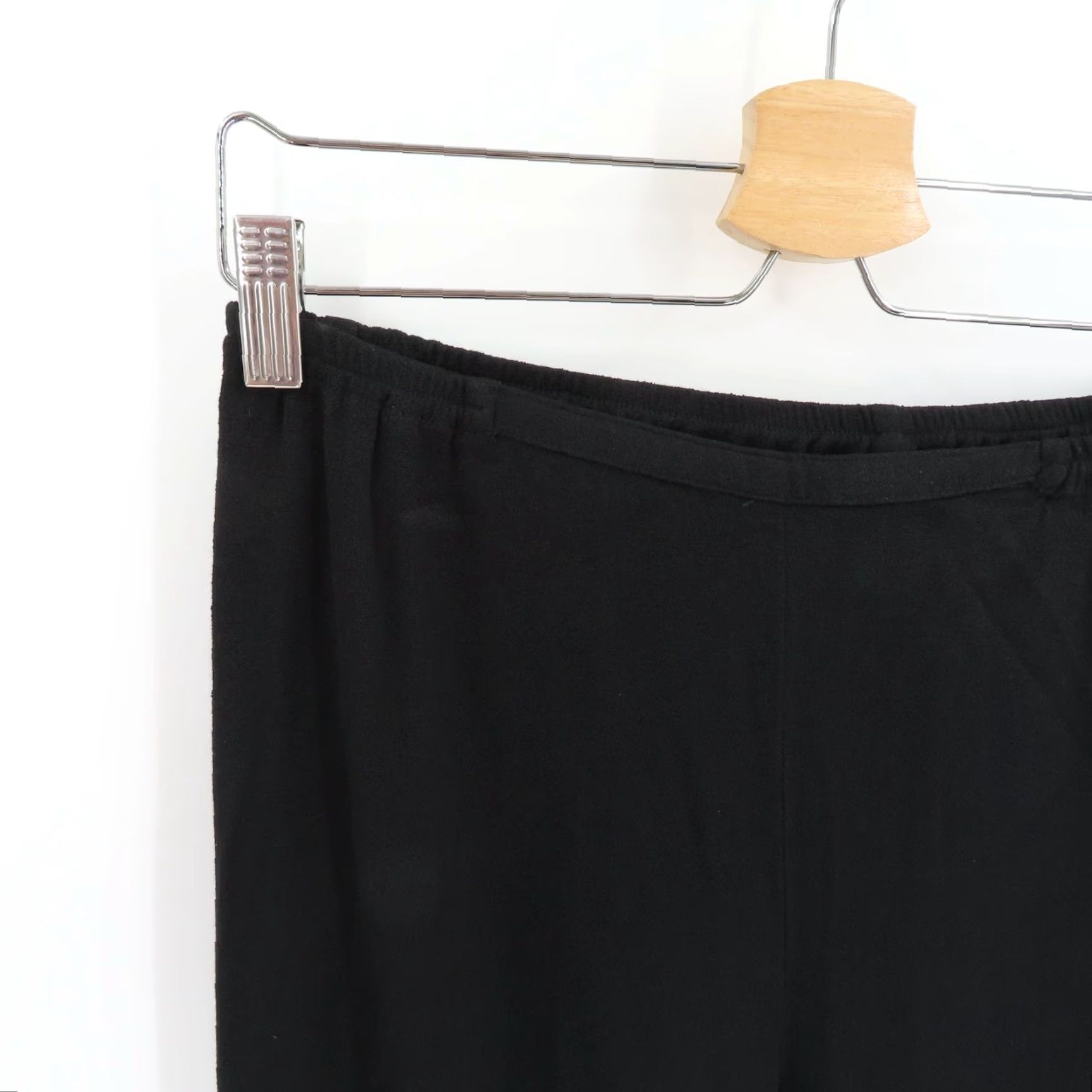 Vintage Citron Santa Monica Pants Womens PM Black Rayon Stretch Waist Flat Front High Rise Ankle Petite Medium Relaxed Casual Vintage No Size 32" / US 10 / IT 46 - 3 Thumbnail