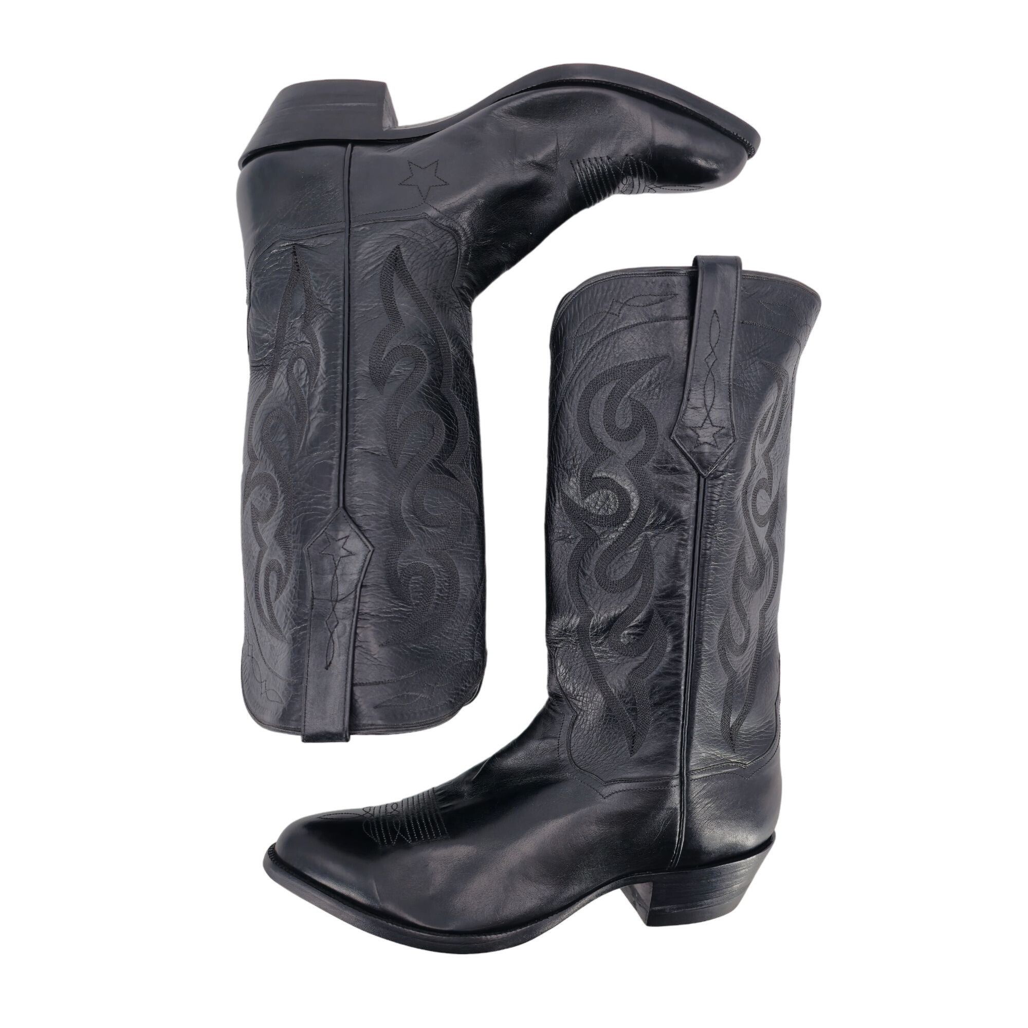 Other J.B. Hill Mens 10EE Wide Black Leather Cowboy Western Boots Size US 10 / EU 43 - 8 Thumbnail