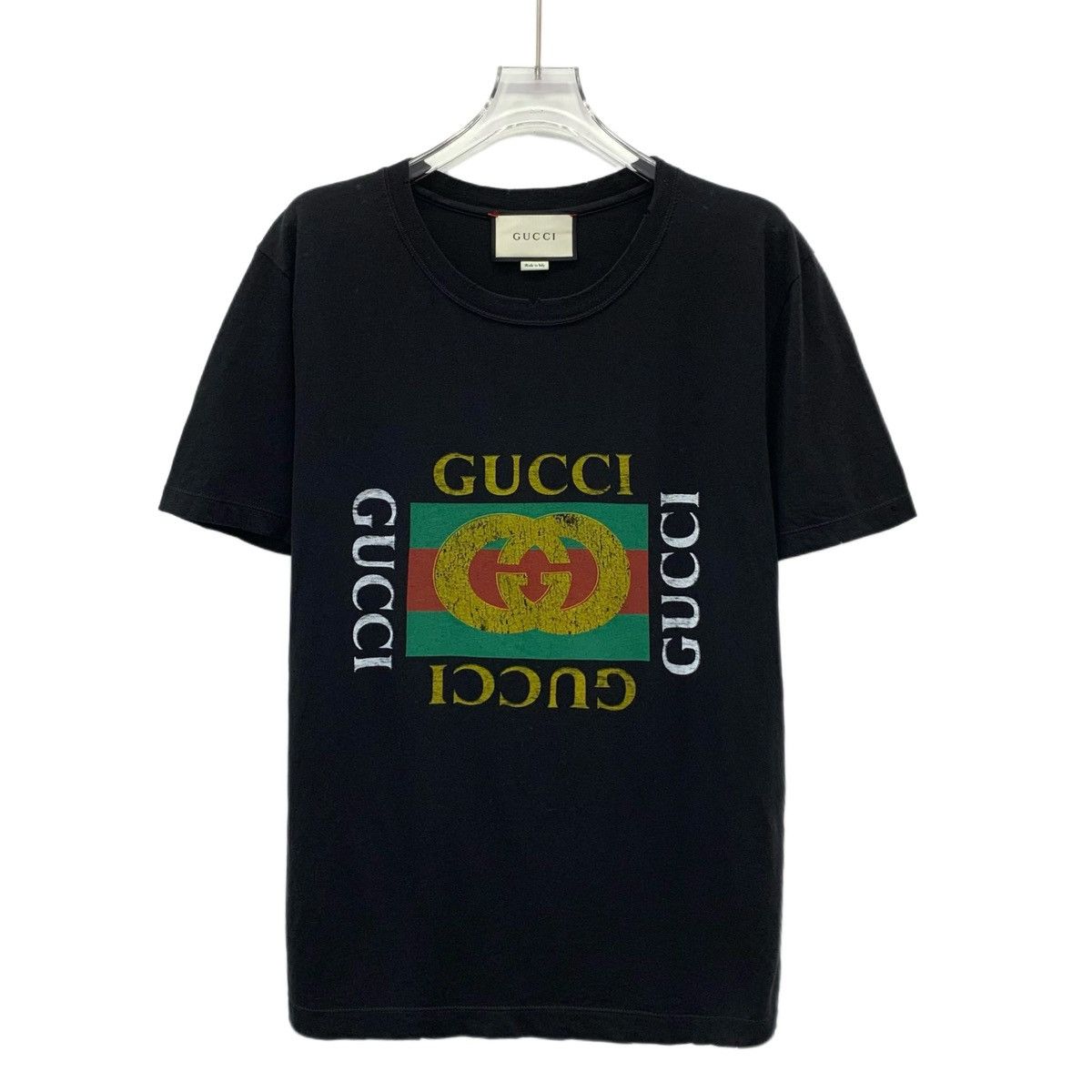 Gucci Gucci Black Logo Print Cotton Crew Neck T-shirt K26WX Size XS / US 0-2 / IT 36-38 - 1 Thumbnail