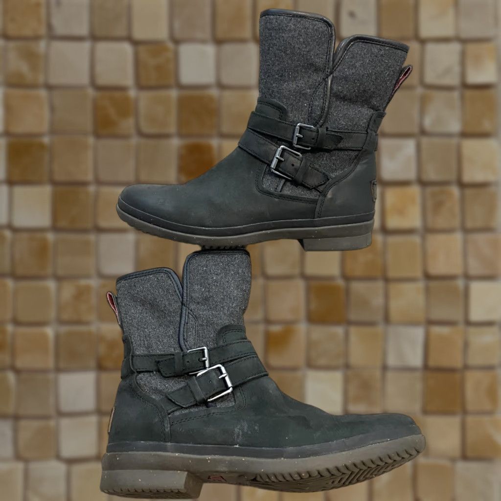 Ugg UGG Boots Womens Size 10 Black Leather Shearling Mid Calf Waterproof Zip Buckle Boots Size US 10 / IT 40 - 1 Thumbnail