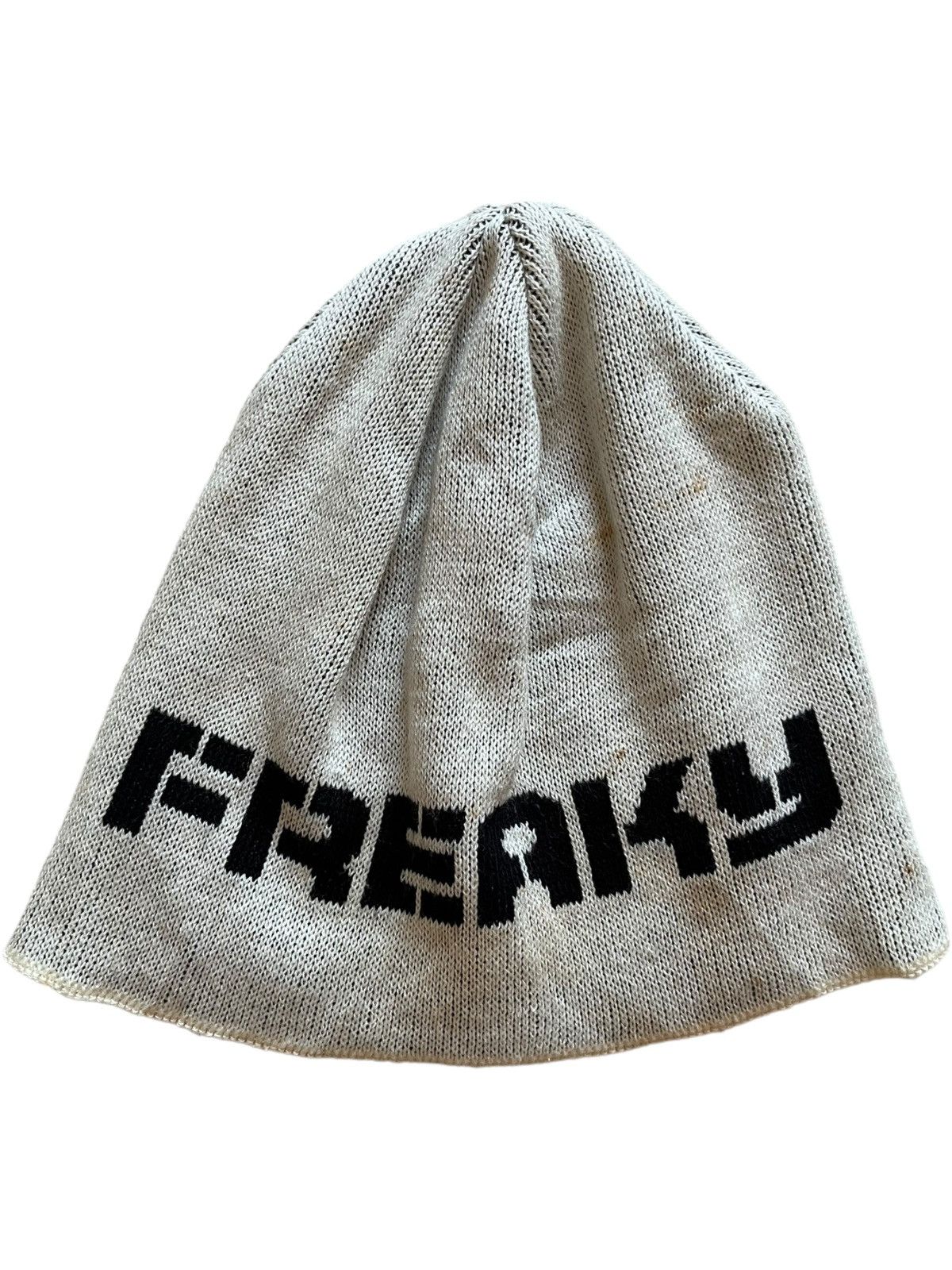 Japanese Brand Hype Vintage Freaky Spell Out Grey Beanie Size ONE SIZE - 2 Thumbnail