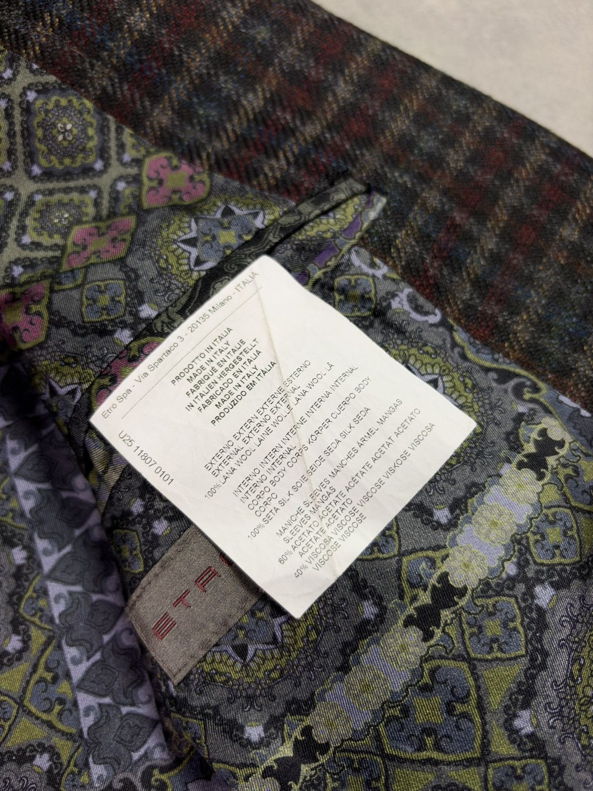 Etro Etro Tweed Wool Silk Lining Plaid Sport Blazer Jacket 50 Size 50R - 14 Thumbnail