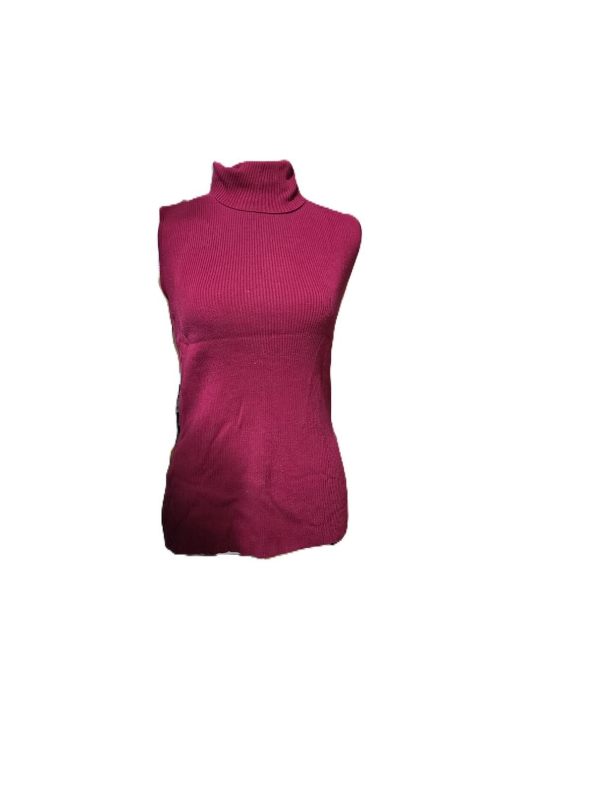 Apt. 9 Apt. 9 Burgundy Ribbed Sleeveless Turtleneck Sweater Size M / US 6-8 / IT 42-44 - 1 Thumbnail