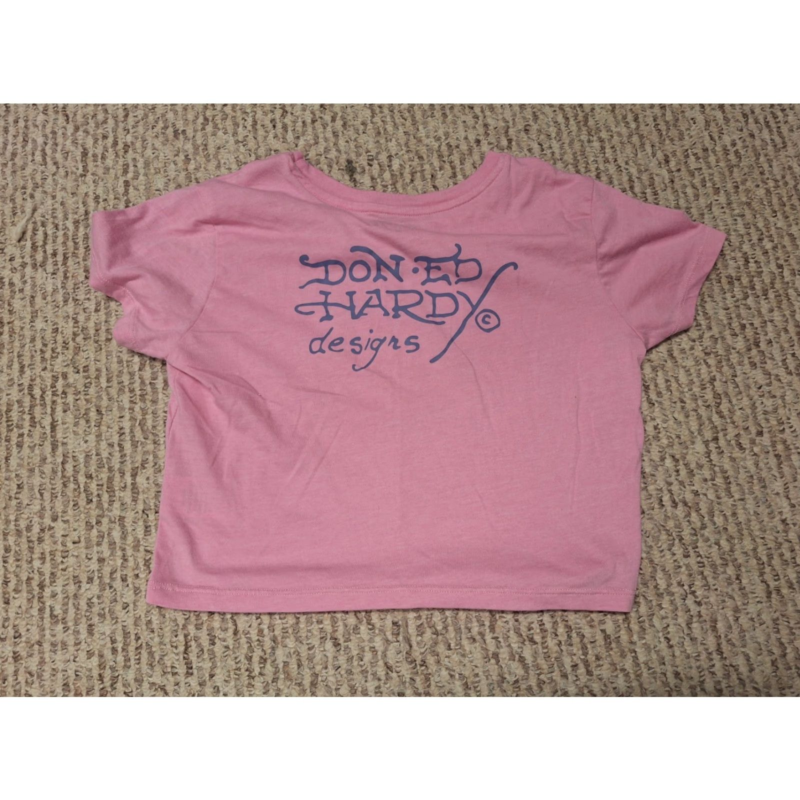 Ed Hardy Womens Ed Hardy T-Shirt Cropped Pink Dragon Graphic Art Tattoo Top Tee L Womens Size L / US 10 / IT 46 - 3 Thumbnail