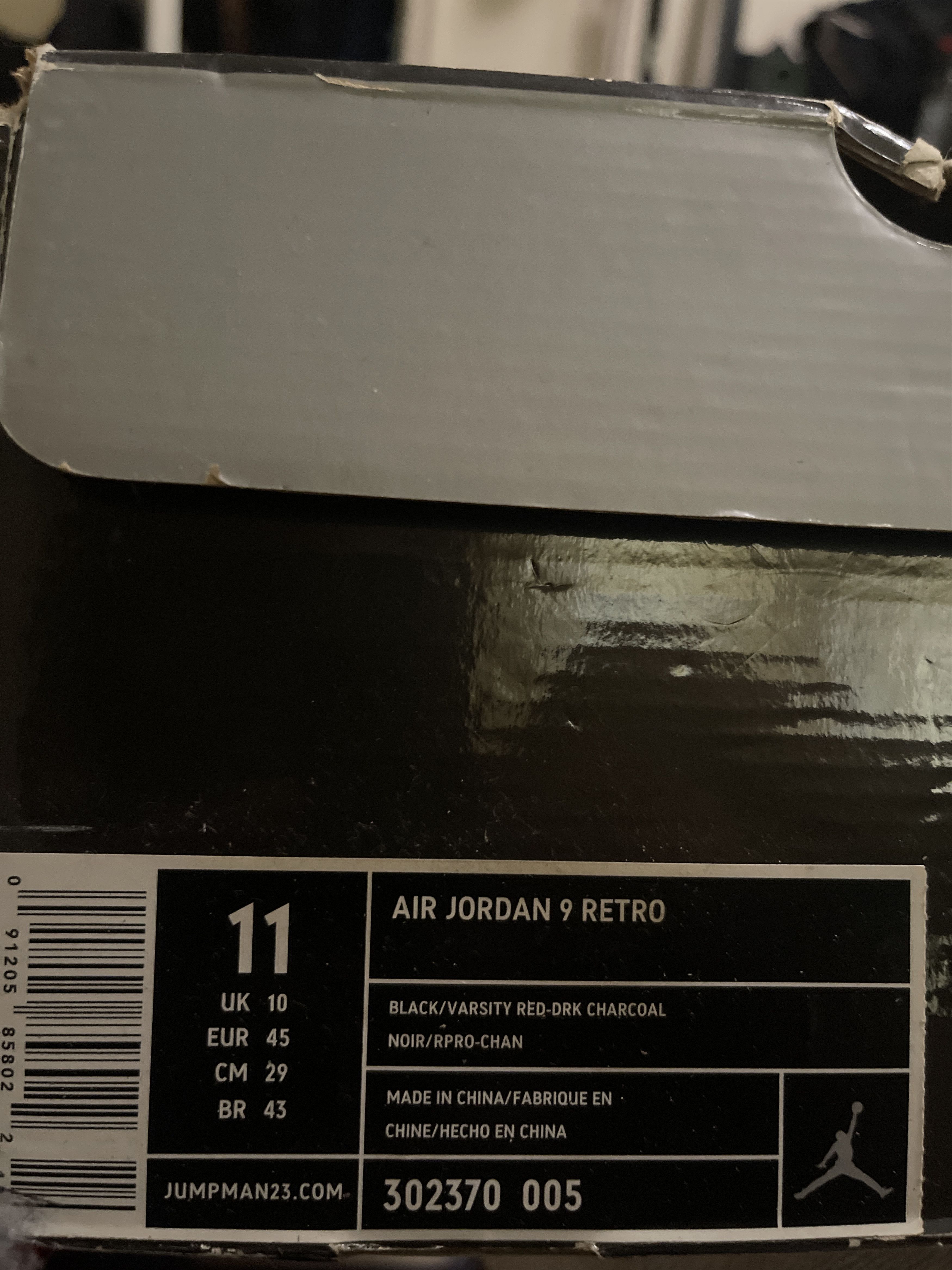Jordan Brand Air Jordan 9 Retro 2010 Charcoal Size US 11 / EU 44 - 7 Thumbnail