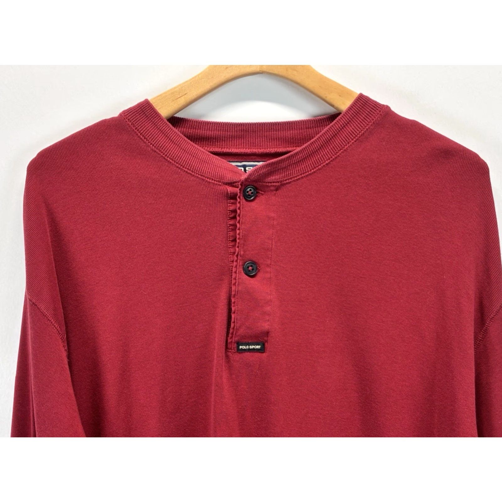 Vintage VINTAGE Polo Sport Henley Shirt Adult Extra Large Red 90s Mens Size US XL / EU 56 / 4 - 2 Thumbnail