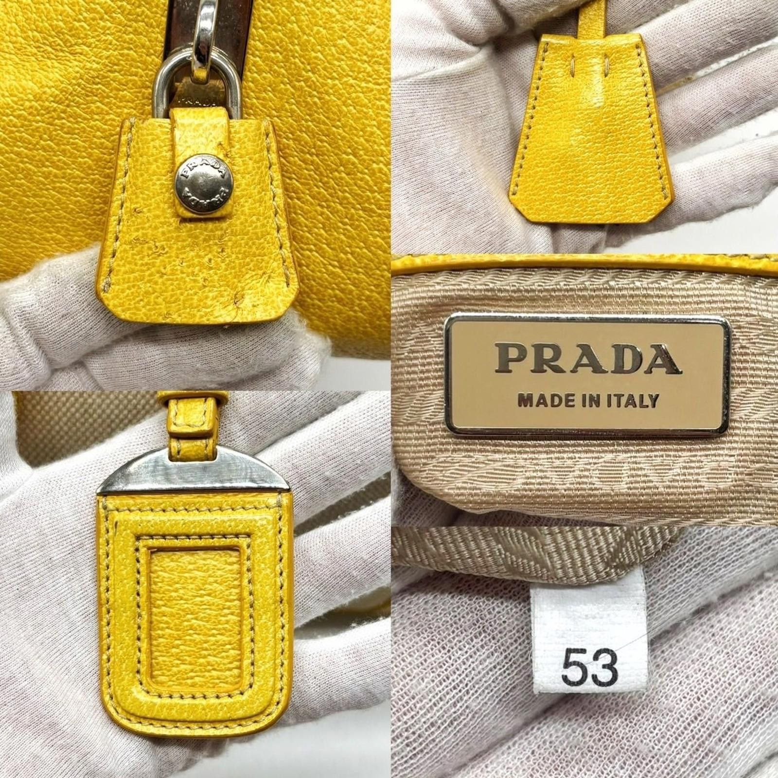 Prada Prada - Yellow Leather and Canvas Tote Bag Size ONE SIZE - 3 Thumbnail