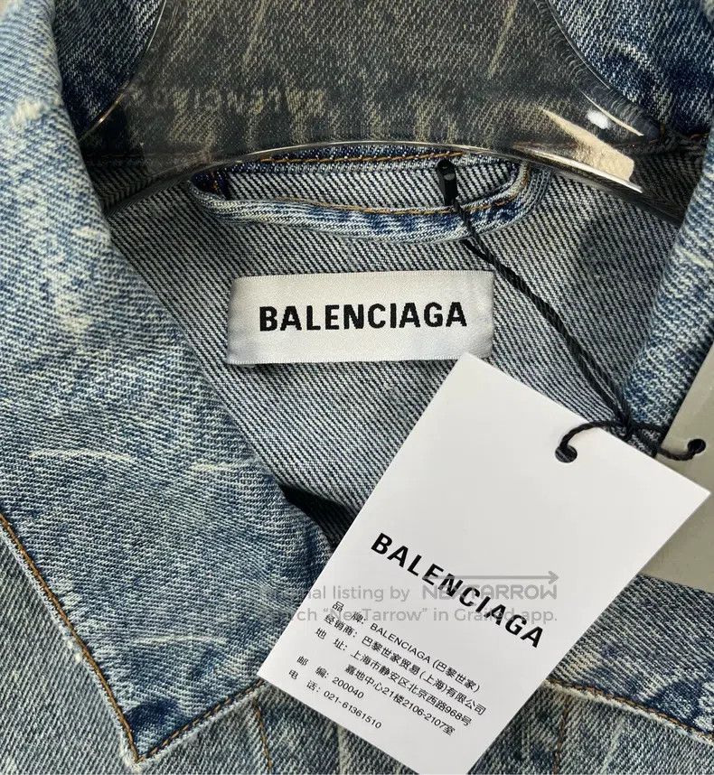 Balenciaga Balenciaga Blue denim jacket with full logo letter embroid Size XS / US 0-2 / IT 36-38 - 3 Thumbnail