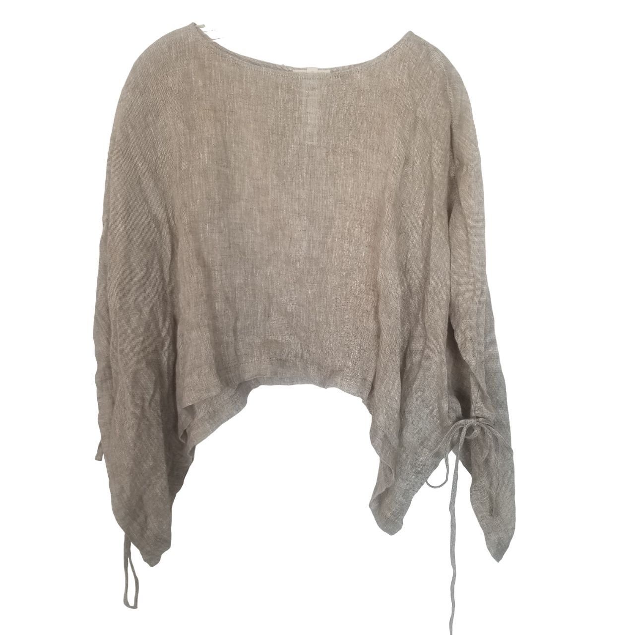 Eileen Fisher Womens M/L Natural Organic Linen Short Sleeves
