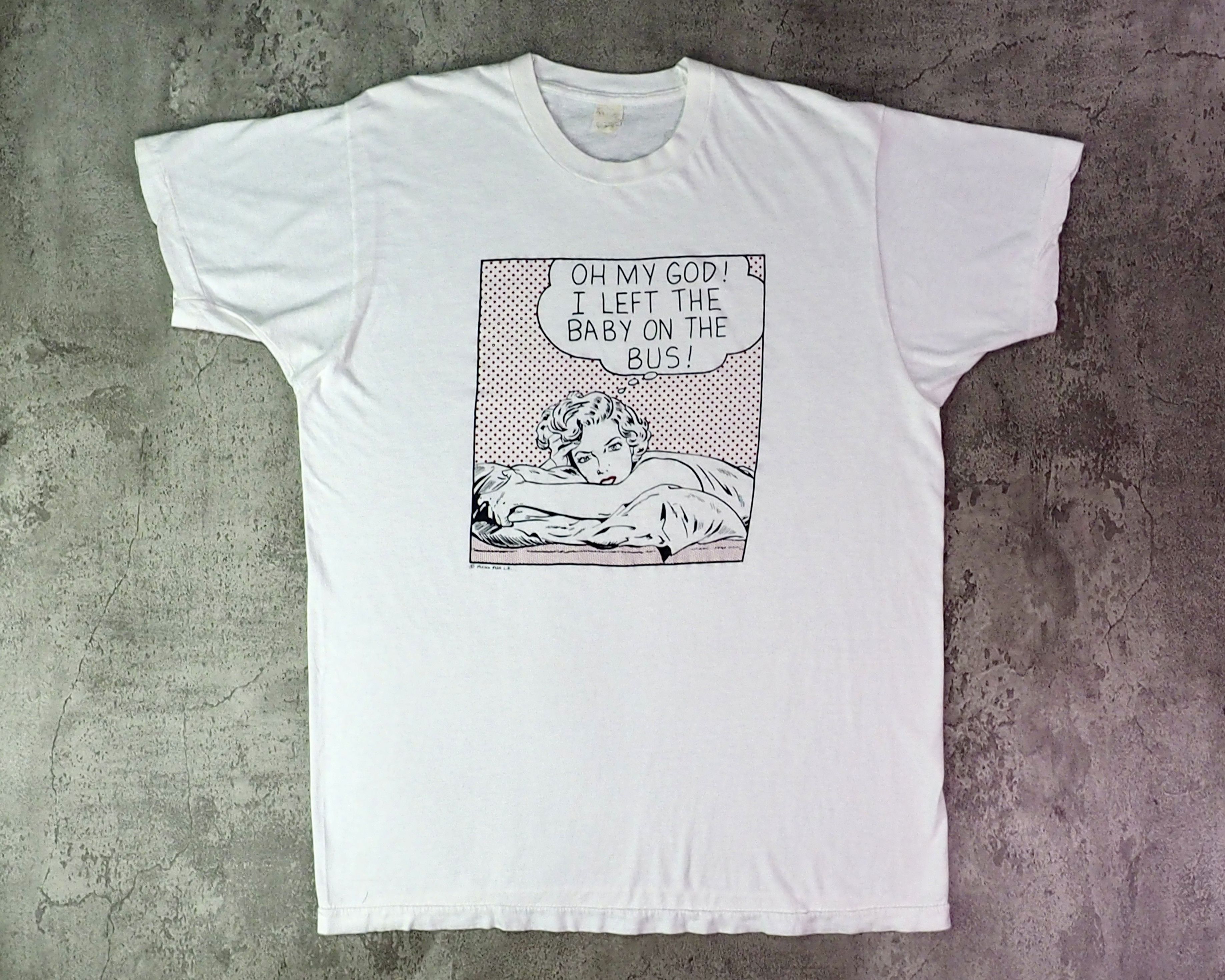 Vintage Vintage 1980s "I Left The Baby On The Bus" Pop Art Shirt XL Size US XL / EU 56 / 4 - 1 Thumbnail