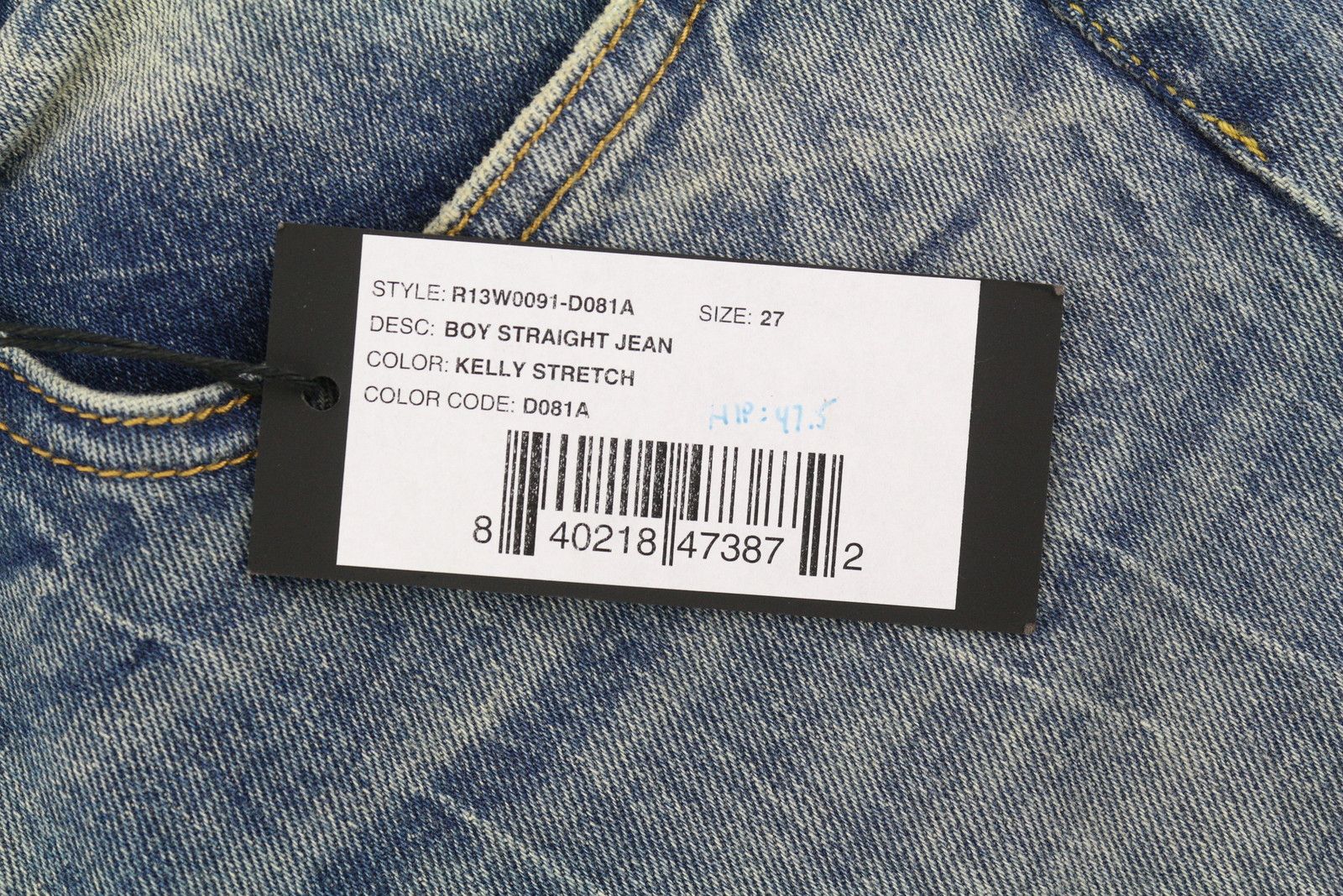 R13 BOY STRAIGHT 27 Washed Ankle Blue Kelly 84450 Size 27" / US 4 / IT 40 - 7 Thumbnail