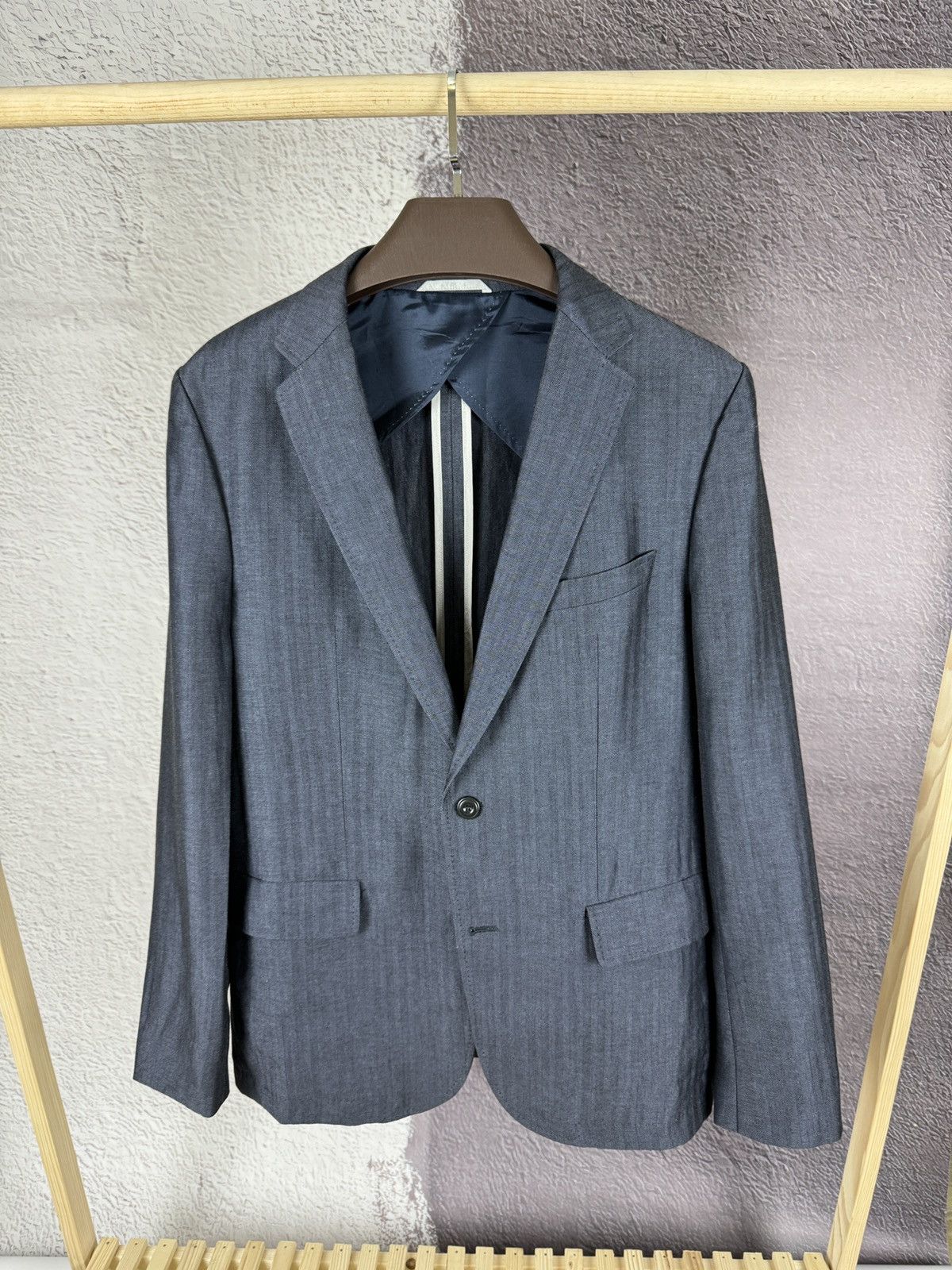 Colombo × Hugo Boss Hugo Boss x Colombo wool linen herringbone unlined blazer Size 42R - 3 Thumbnail
