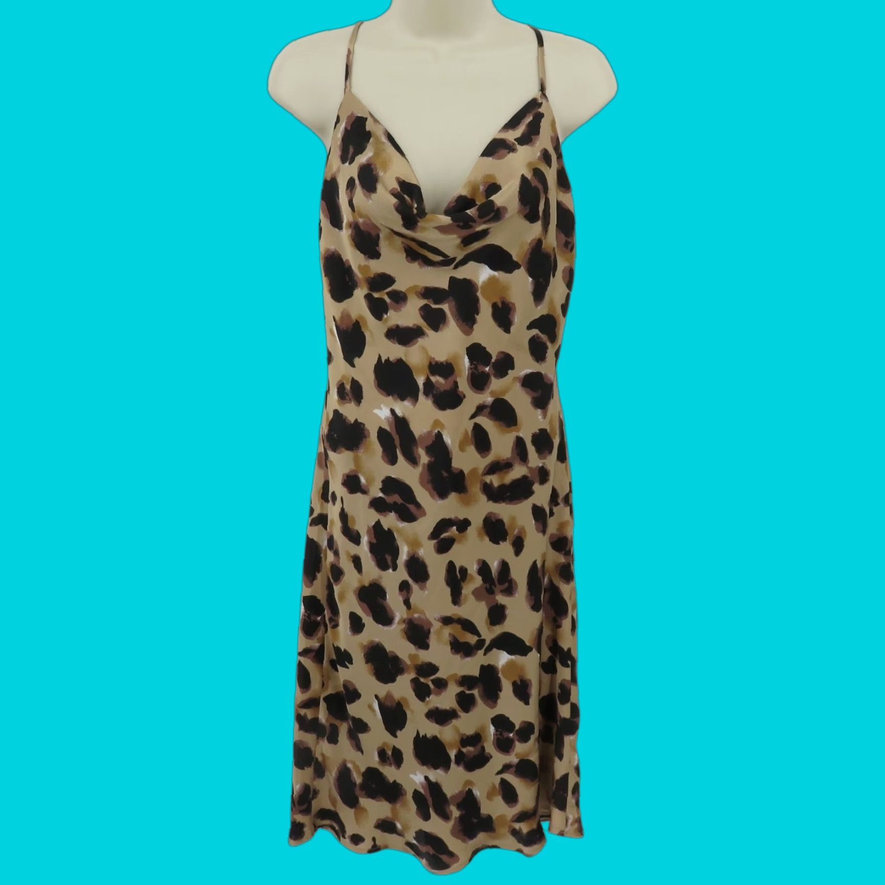 Forever 21 FOREVER 21 Juniors Small Leopard Cheetah Animal Print Cowl Sleeveless Dress Y2K Shirt Dress WomensXS Size S / US 4 / IT 40 - 1 Thumbnail