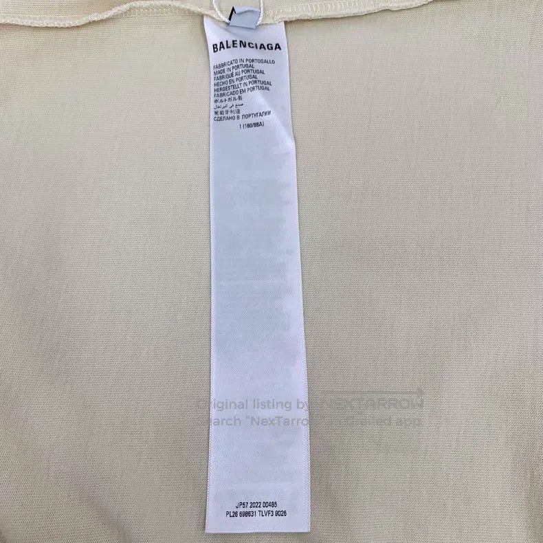 Balenciaga Balenciaga Beige Logo Letter Embroidered Cotton Round Neck Size US S / EU 44-46 / 1 - 7 Thumbnail