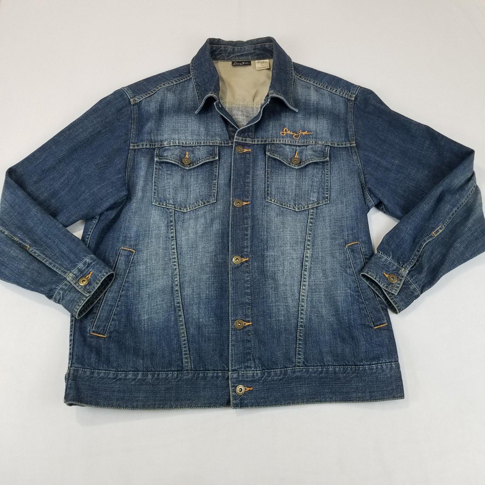 Sean John Sean John Jacket Mens Large Blue Denim Trucker Embroidered Size US L / EU 52-54 / 3 - 4 Thumbnail