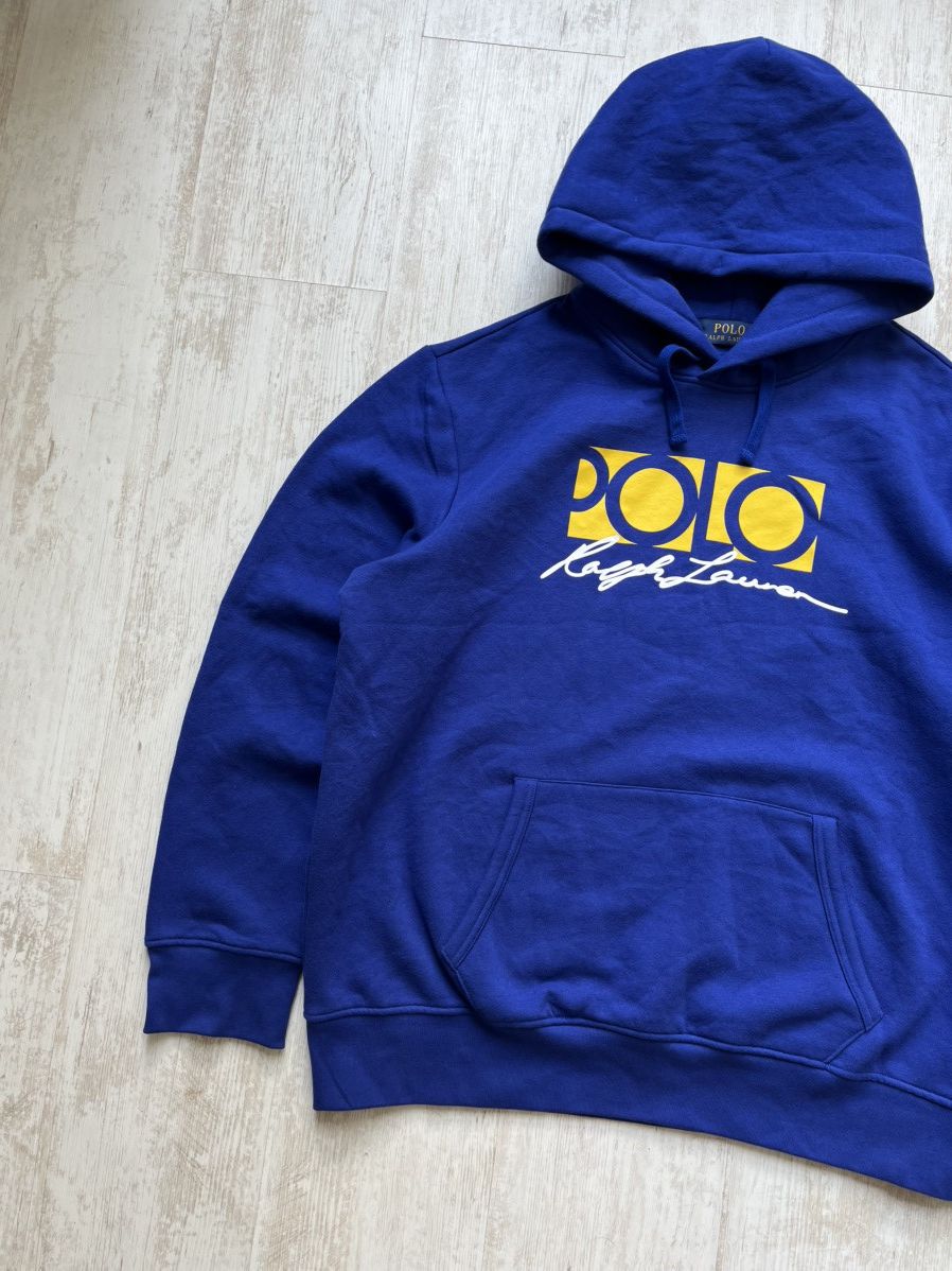 Polo Ralph Lauren × Vintage Polo Ralph Lauren Polo Box Yellow Logo Pohood Hoodie XL size Size US XL / EU 56 / 4 - 3 Thumbnail