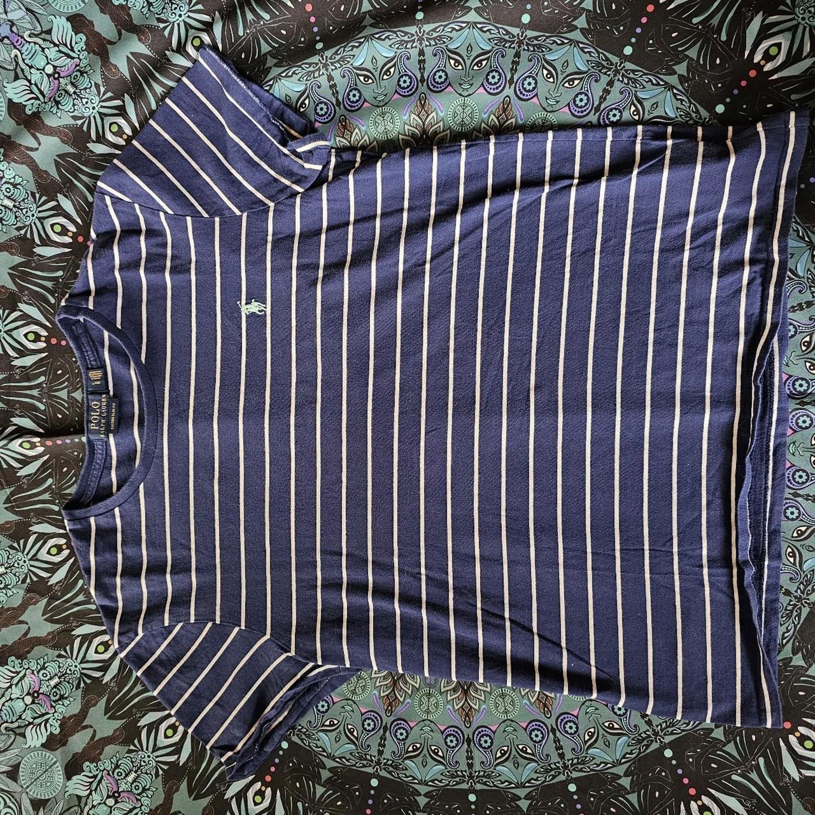 Polo Ralph Lauren Polo Ralph Lauren Women's White and Navy Tshirt Size ONE SIZE - 2 Thumbnail