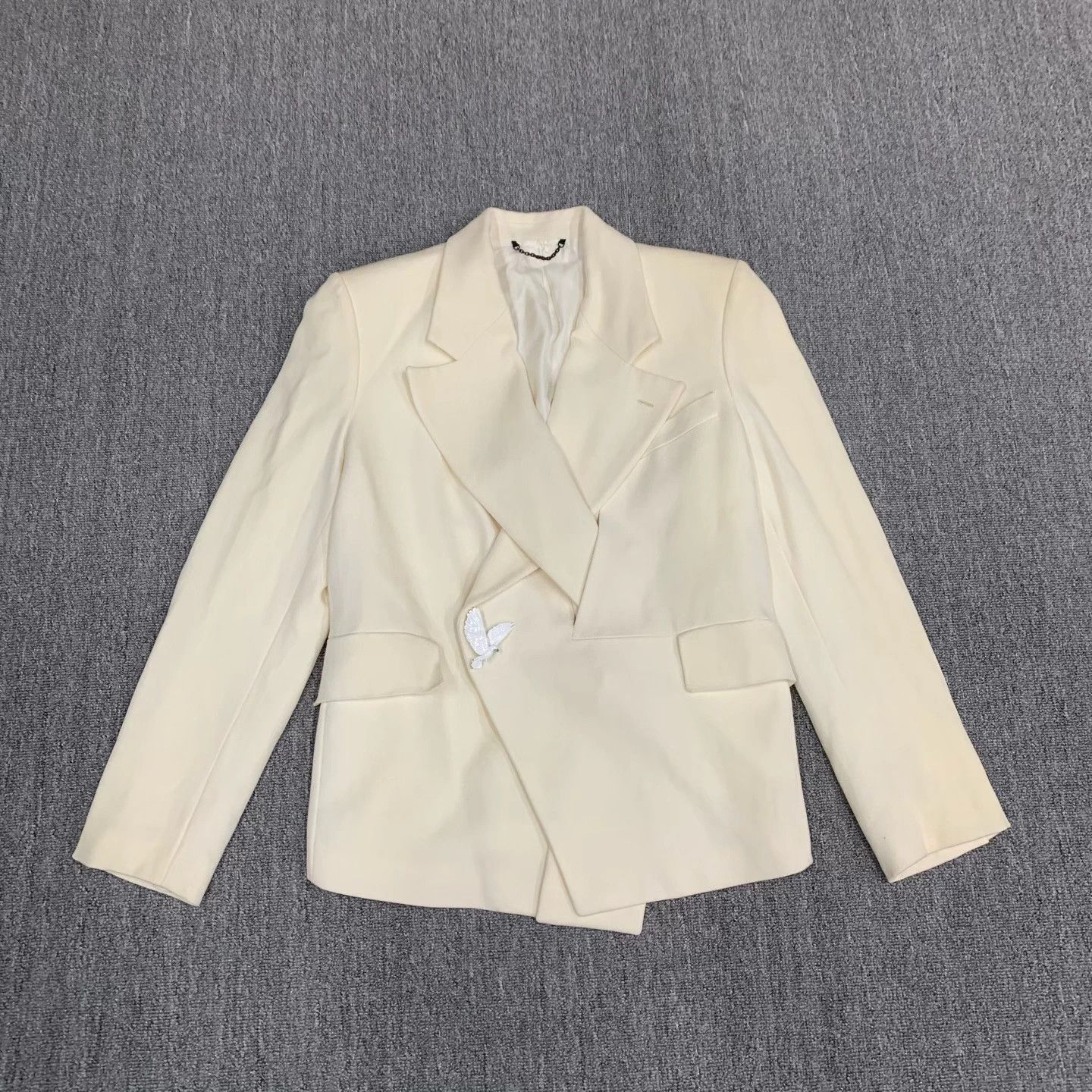 Louis Vuitton LV Ivory Wool Silk Peace Dove Blazer 46 95 New Size 46S - 1 Thumbnail