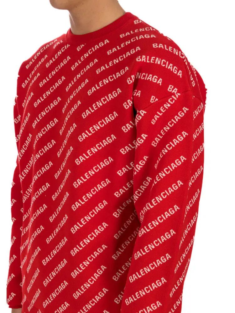 Balenciaga o1mt1gz0924 Mini Allover Logo Sweaters in Red Size US XL / EU 56 / 4 - 6 Thumbnail