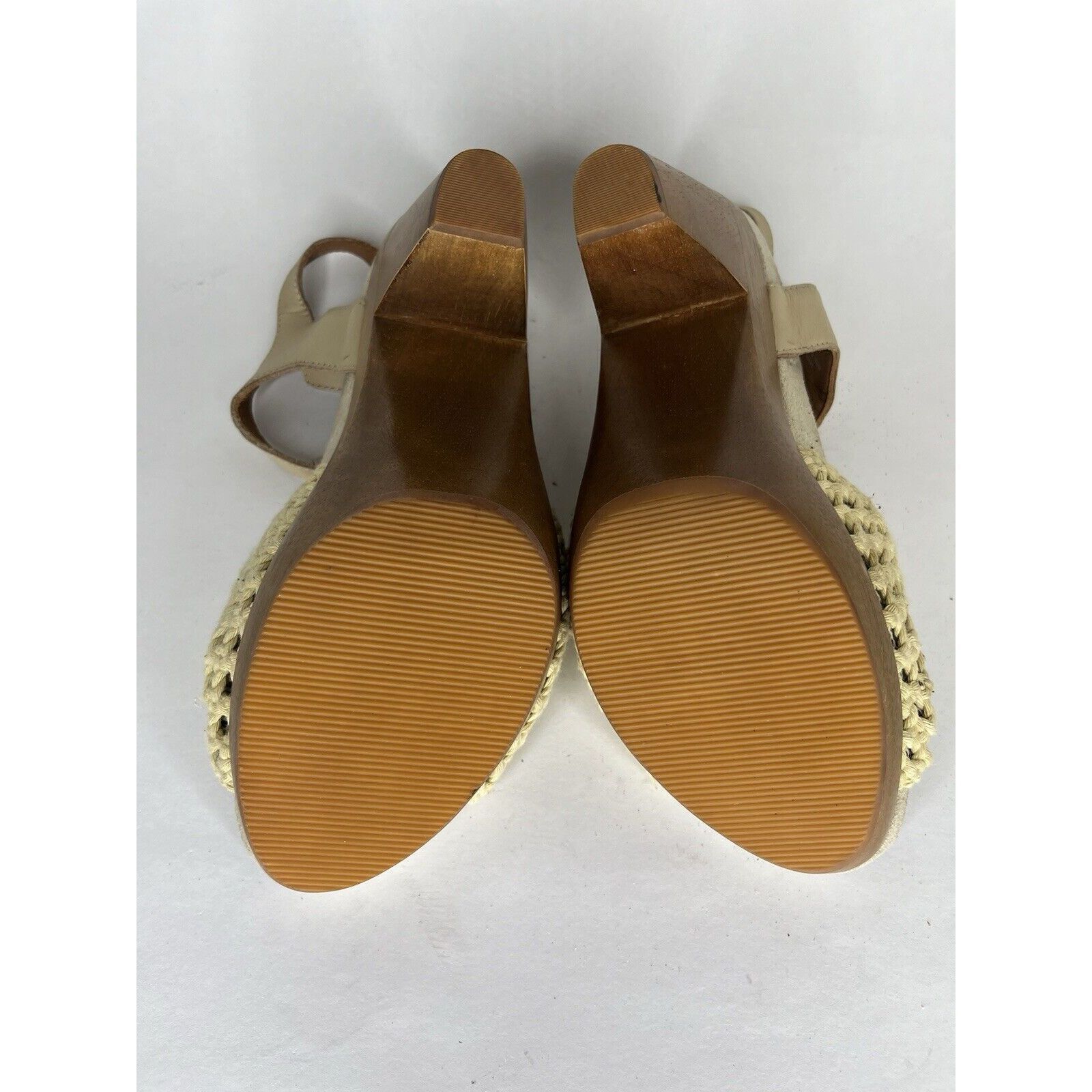 Other Earthies Beige Knit Leather Peep Ankle Strap Heel Sandals Wo Size US 8 / IT 38 - 5 Thumbnail