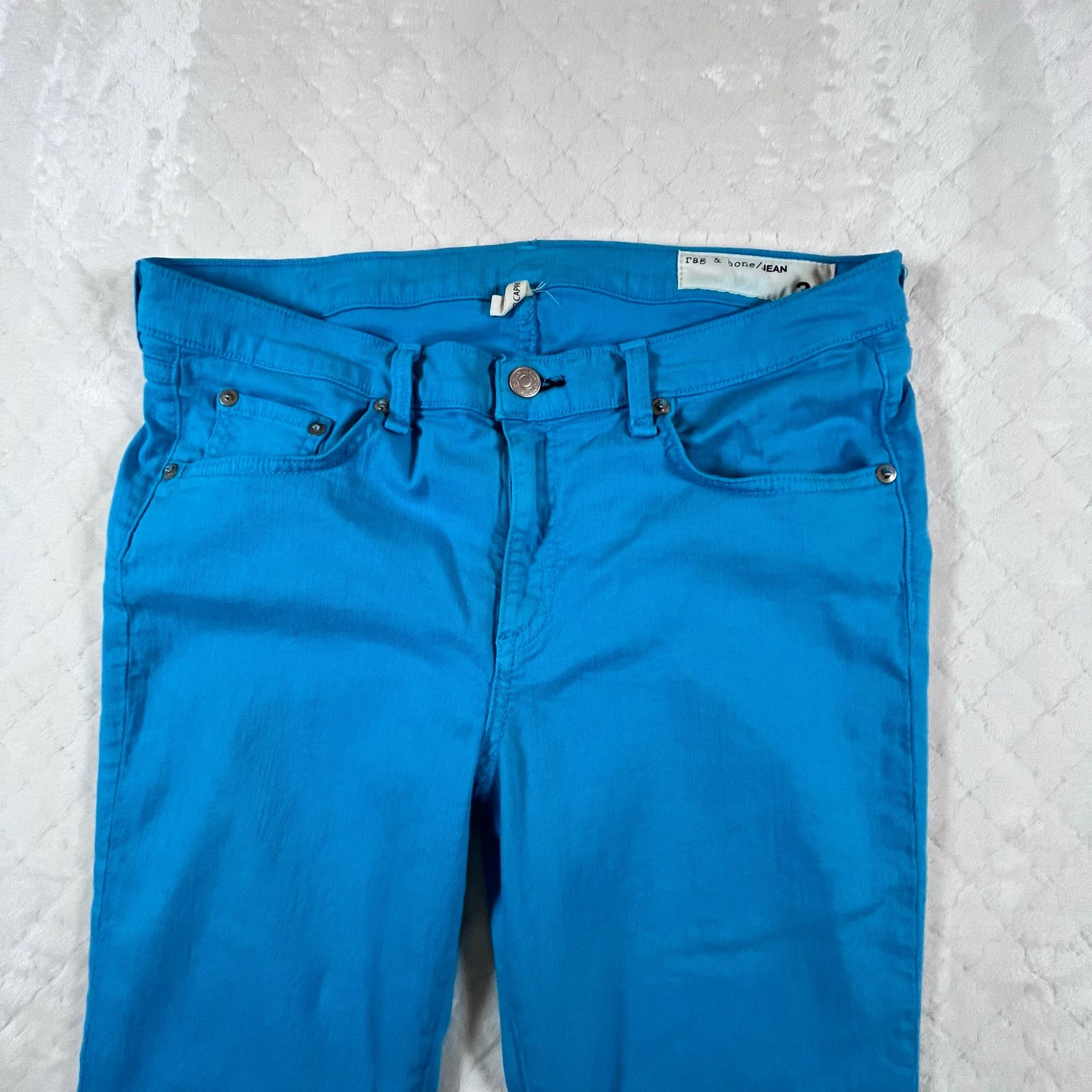 Rag & Bone Rag & Bone Zipper Capri Women’s Jeans Aqua Blue Denim Size 31" - 3 Thumbnail