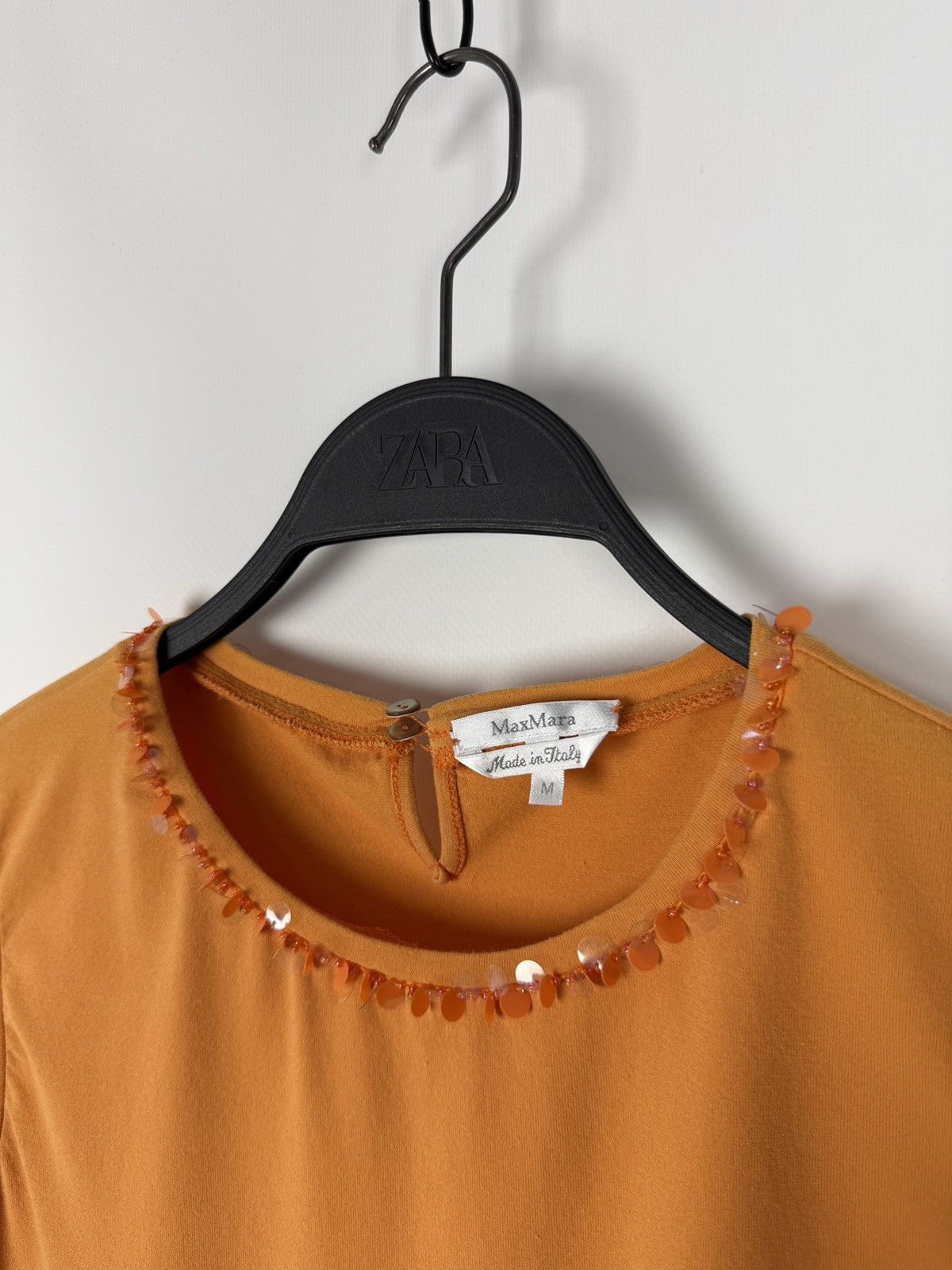 Max Mara Y2K Vintage Max Mara Pale Orange Sequin Neck Tank Top Size M / US 6-8 / IT 42-44 - 4 Thumbnail