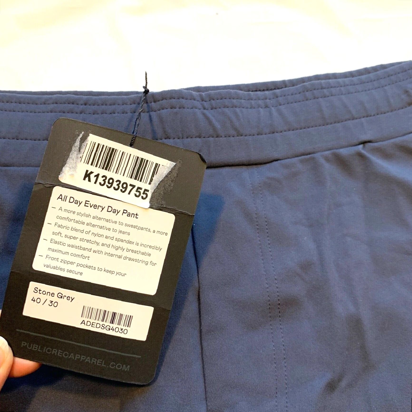 Vintage Public Rec All Day Every Day Pant Pants Mens 40 Gray Nylon Stretch Elastic Waist Jogger 29 Inseam 4-Pocket Logo Zipper NWT Size US 40 / EU 56 - 3 Thumbnail