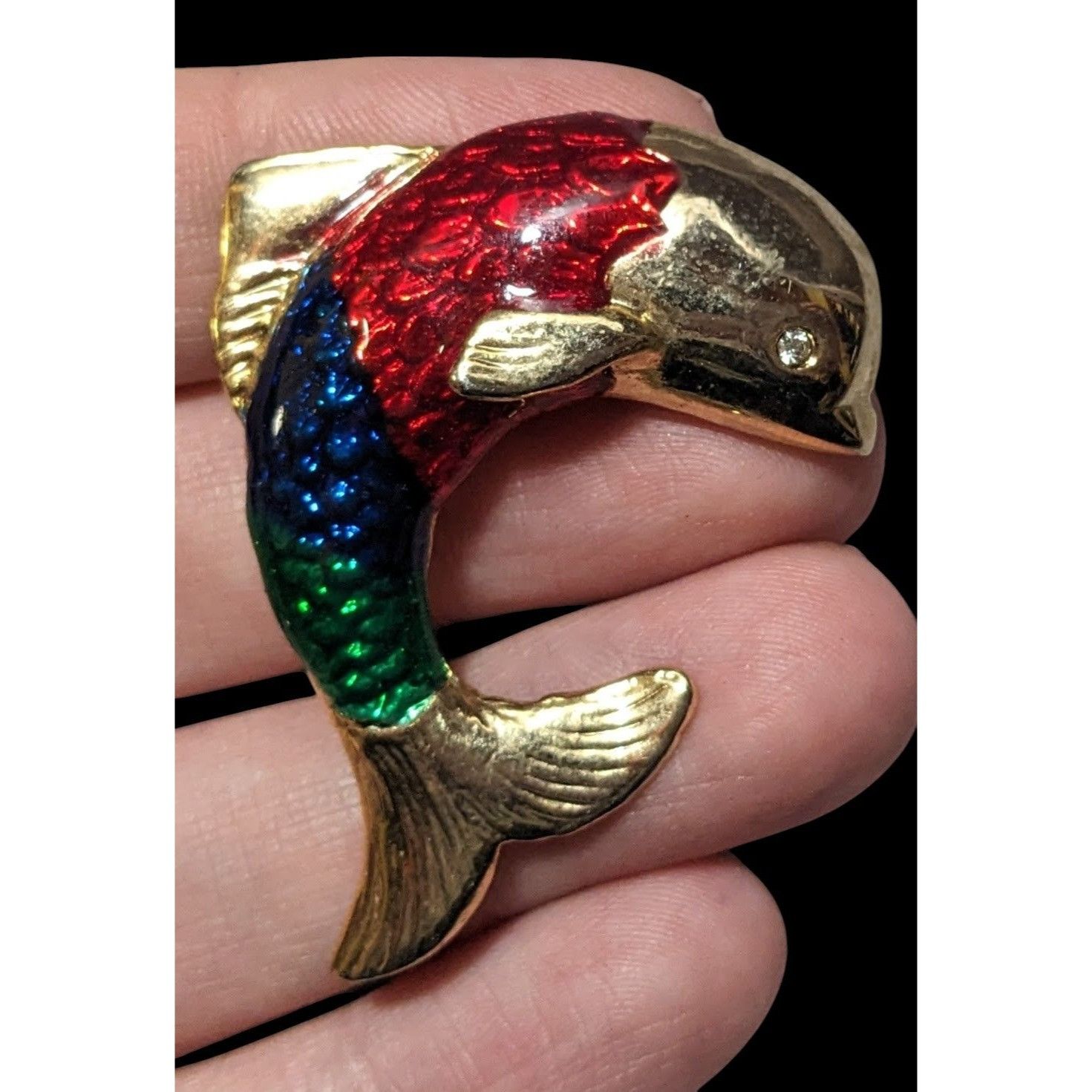 Other Vintage Gold Tone Rainbow Enamel Fish Brooch Size ONE SIZE - 2 Thumbnail