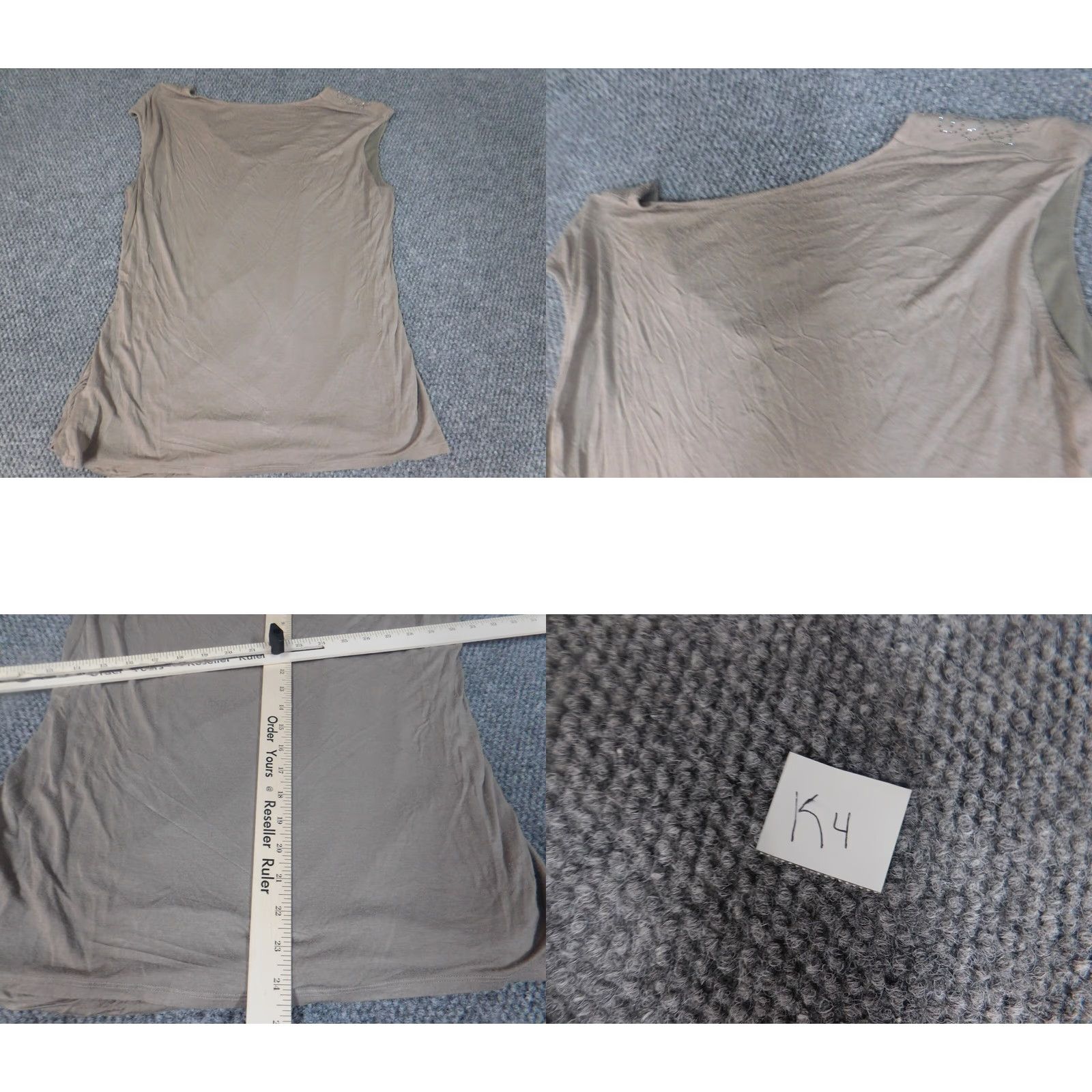 Apt. 9 Apt 9 Blouse Womens XL Beige Cap Sleeve Crew Neck Pullover Cotton Modal Rayon Stretch Regular Button Casual Size XL / US 12-14 / IT 48-50 - 9 Thumbnail