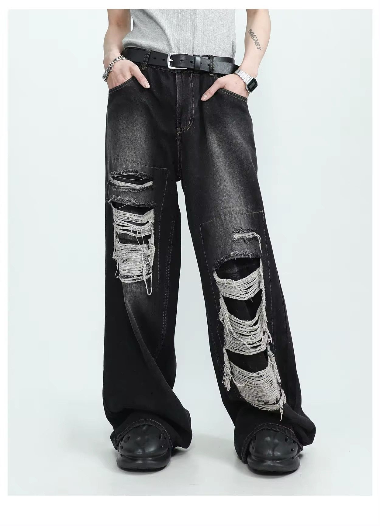 Japanese Brand × Jean Vintage Distressed Wide Leg Denim Size US 31 - 3 Thumbnail