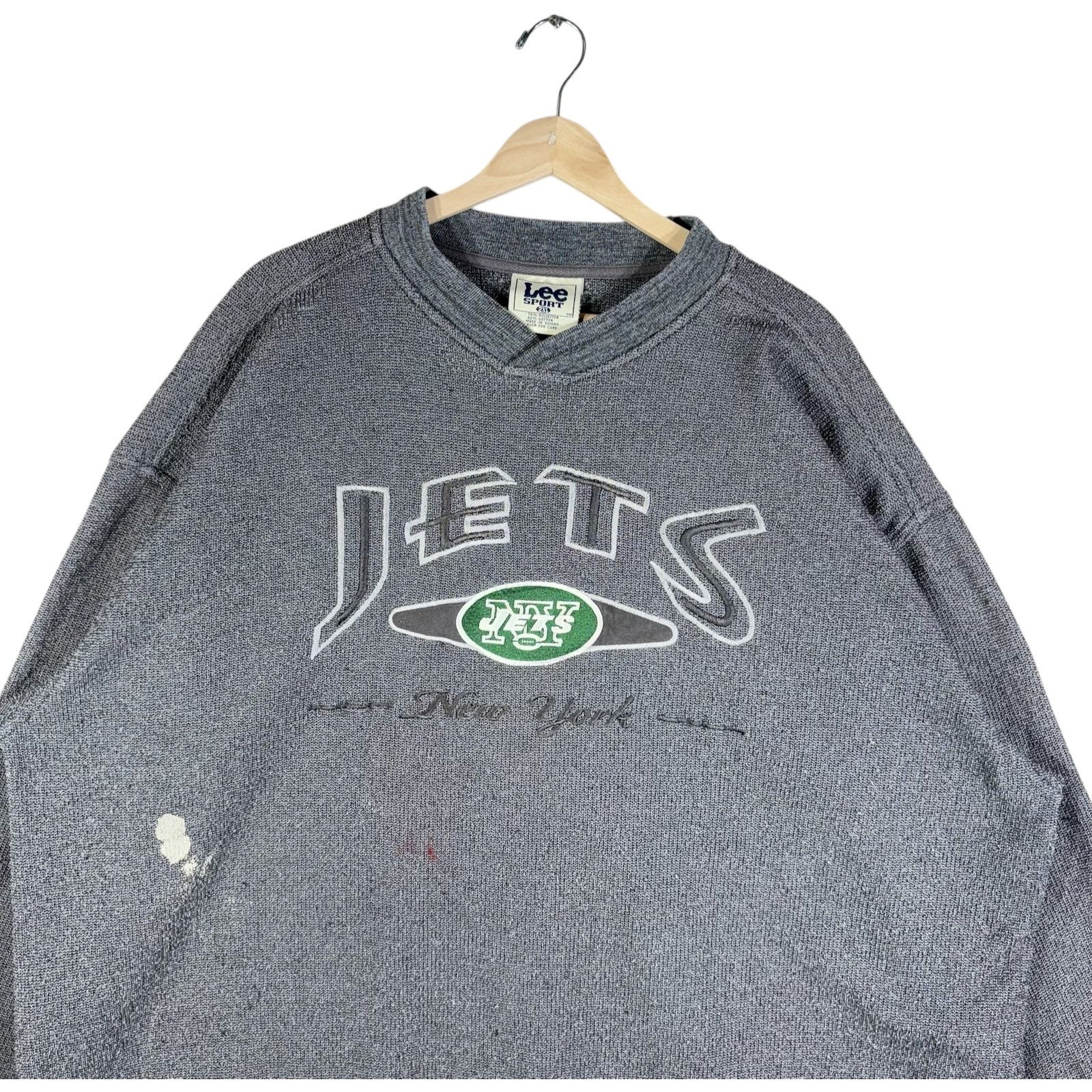 Lee Vintage Lee NY Jets Spellout Embroidered NFL Crewneck 2XL Size US XXL / EU 58 / 5 - 2 Thumbnail